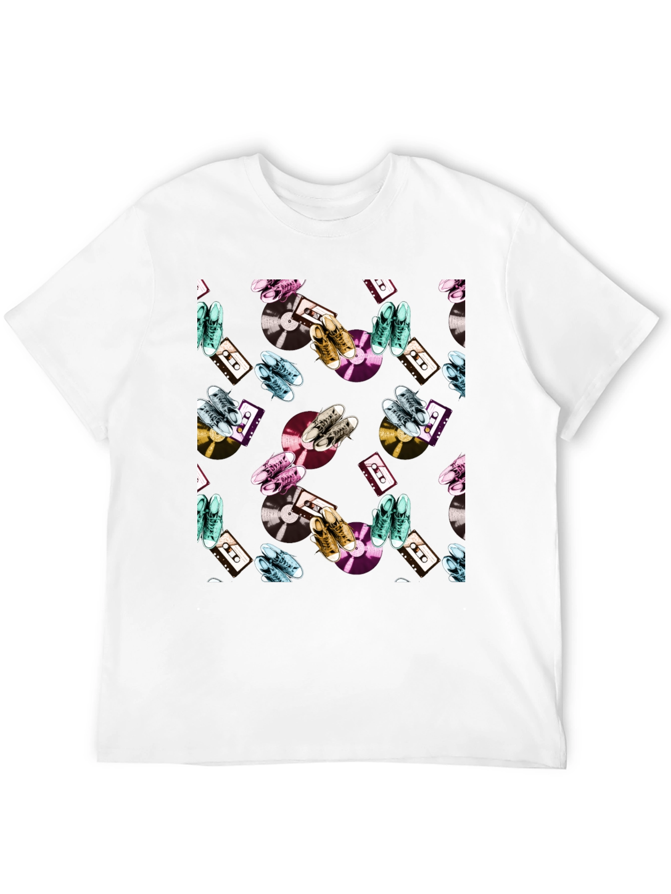 Black Retro Pattern T-Shirt view 12