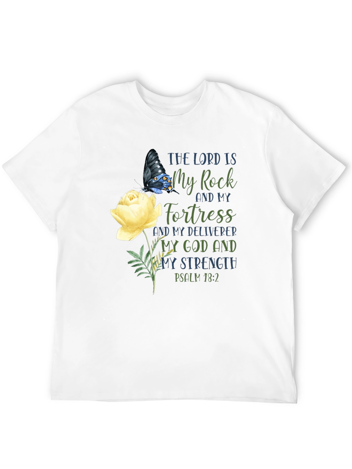 The Lord Is My Rock T-Shirt, Butterfly & Rose Design - 12