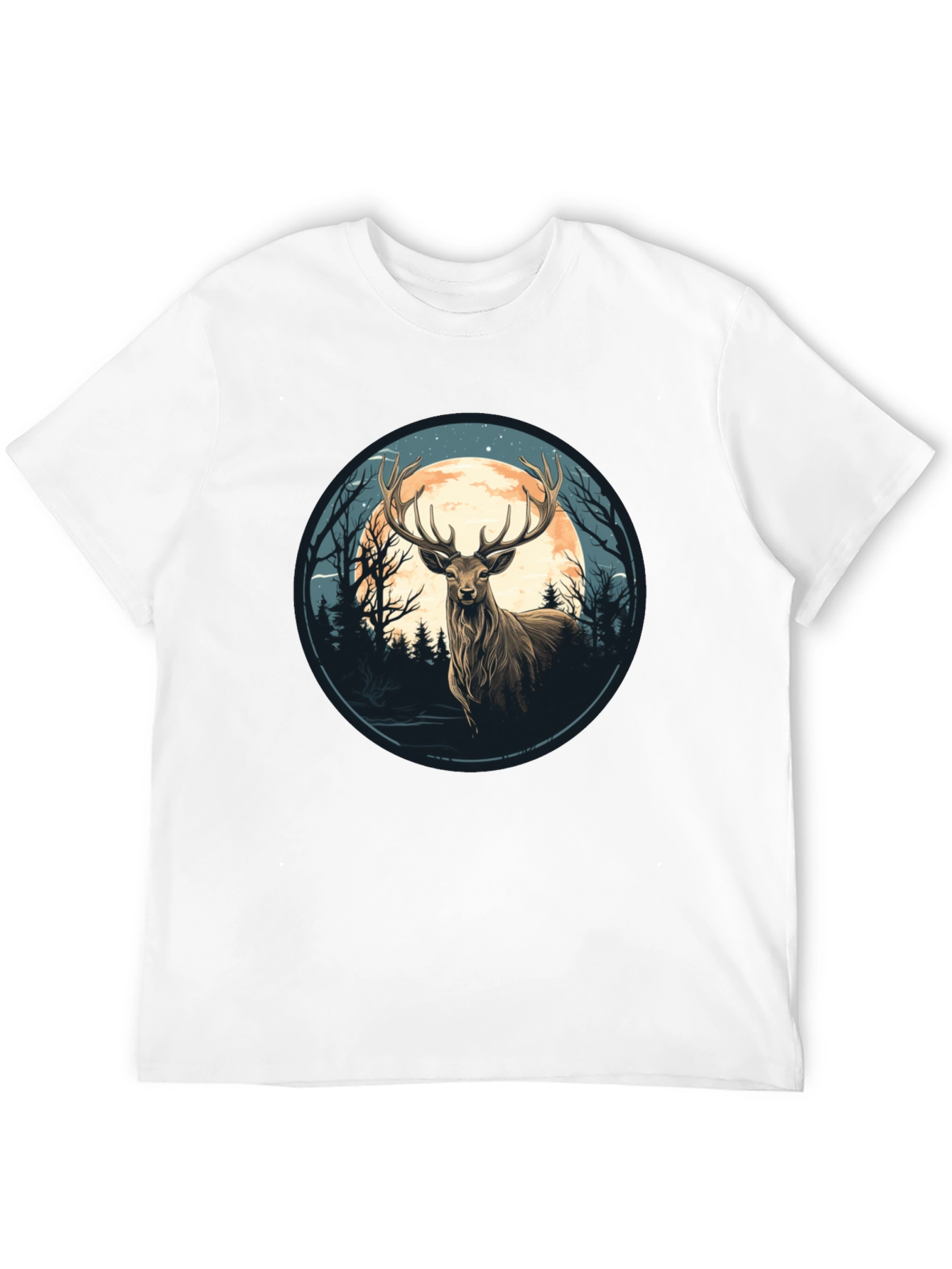 Black Deer Moon Graphic Tee - Nature Inspired Black T-Shirt view 12