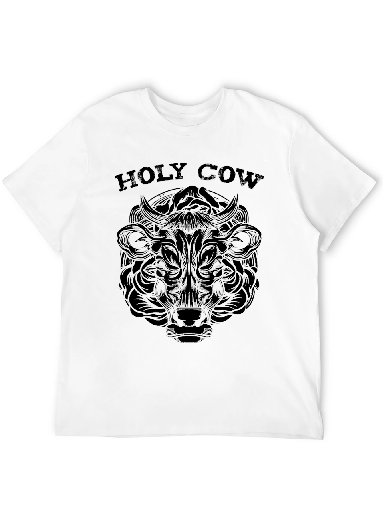 Black Holy Cow Graphic Tee - Black Crew Neck T-Shirt view 12
