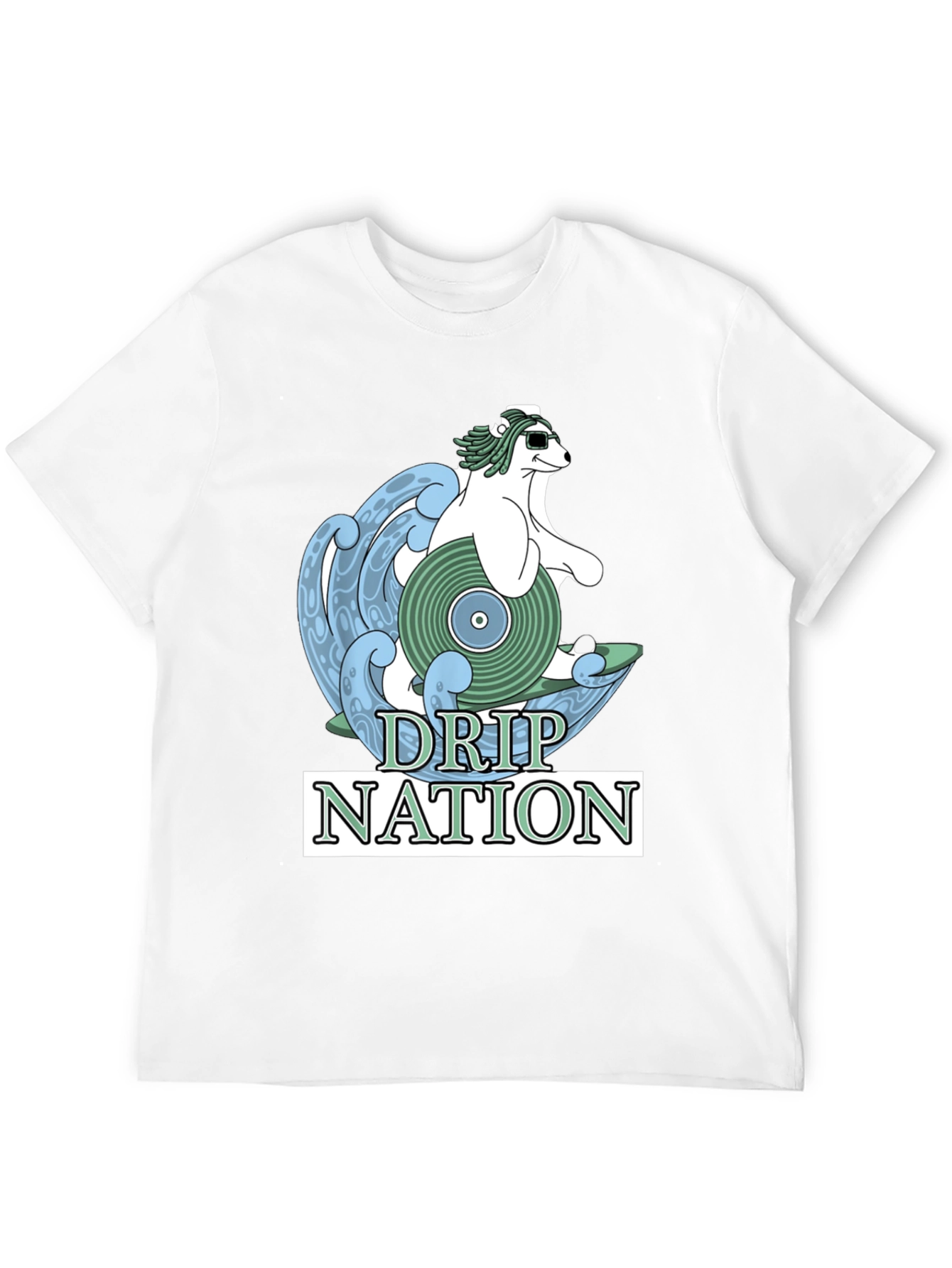 Black Drip Nation Polar Bear Surfing T-Shirt view 12