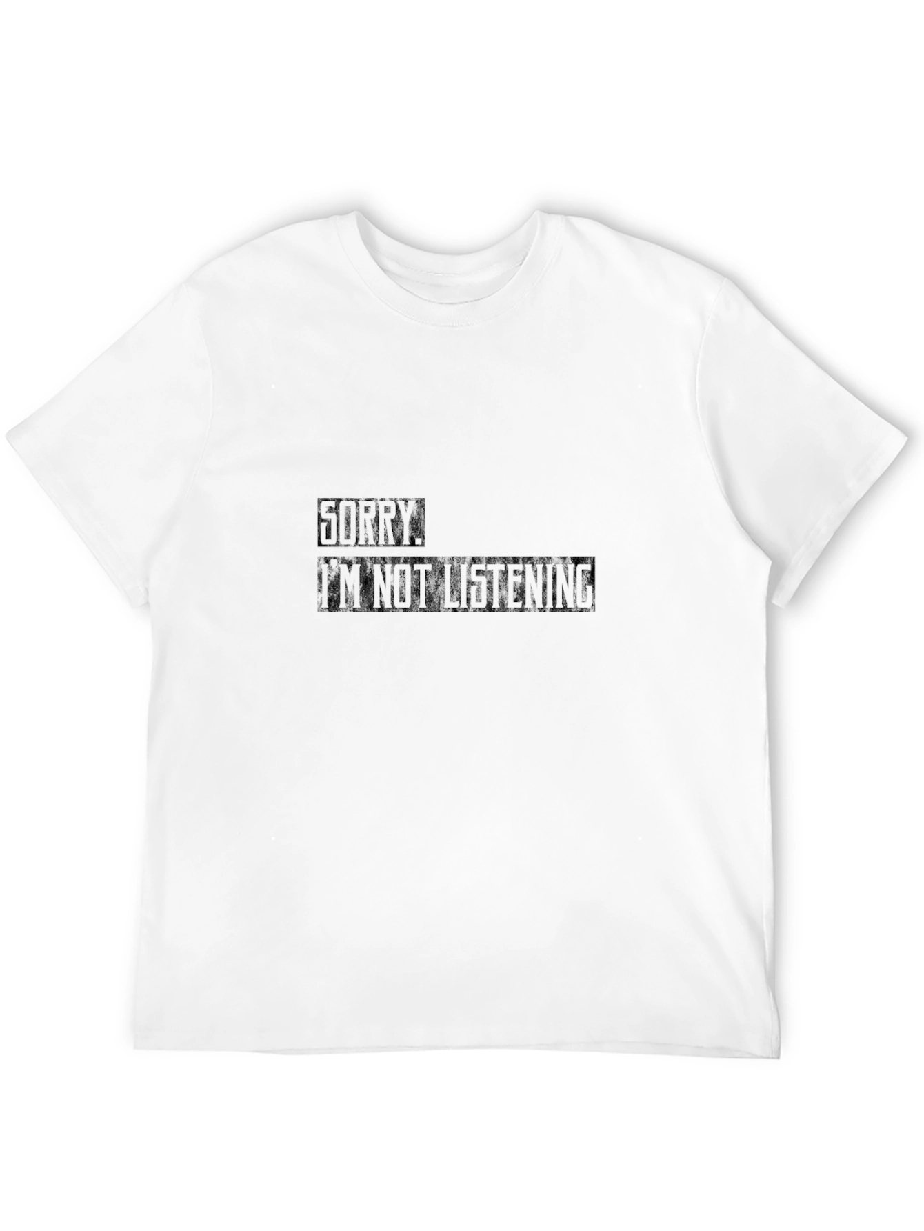 Black Sorry I'm Not Listening Men's Black T-Shirt view 12