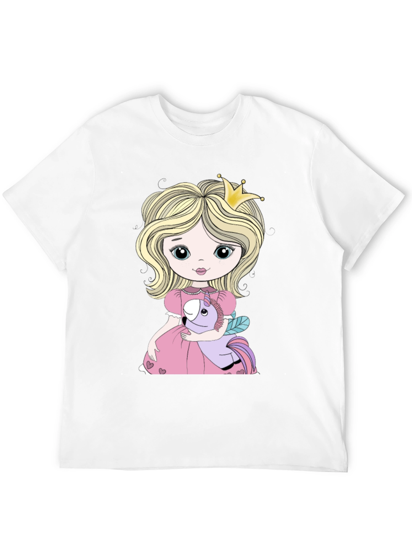 Black Princess Girl with Unicorn Toy Graphic T-Shirt view 12