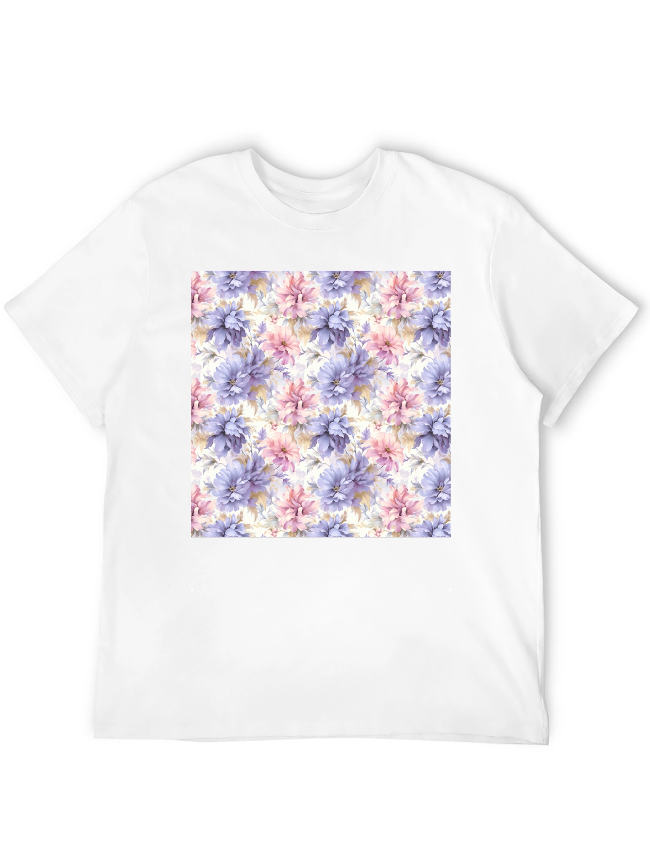 Black Floral Pattern Black T-Shirt view 12