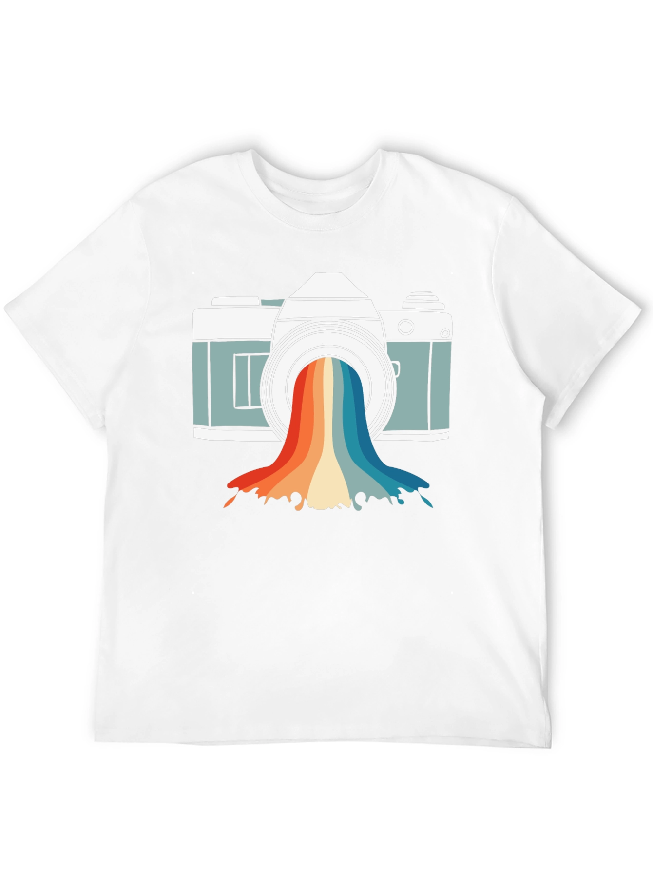 Black Retro Camera Rainbow Graphic Tee view 12