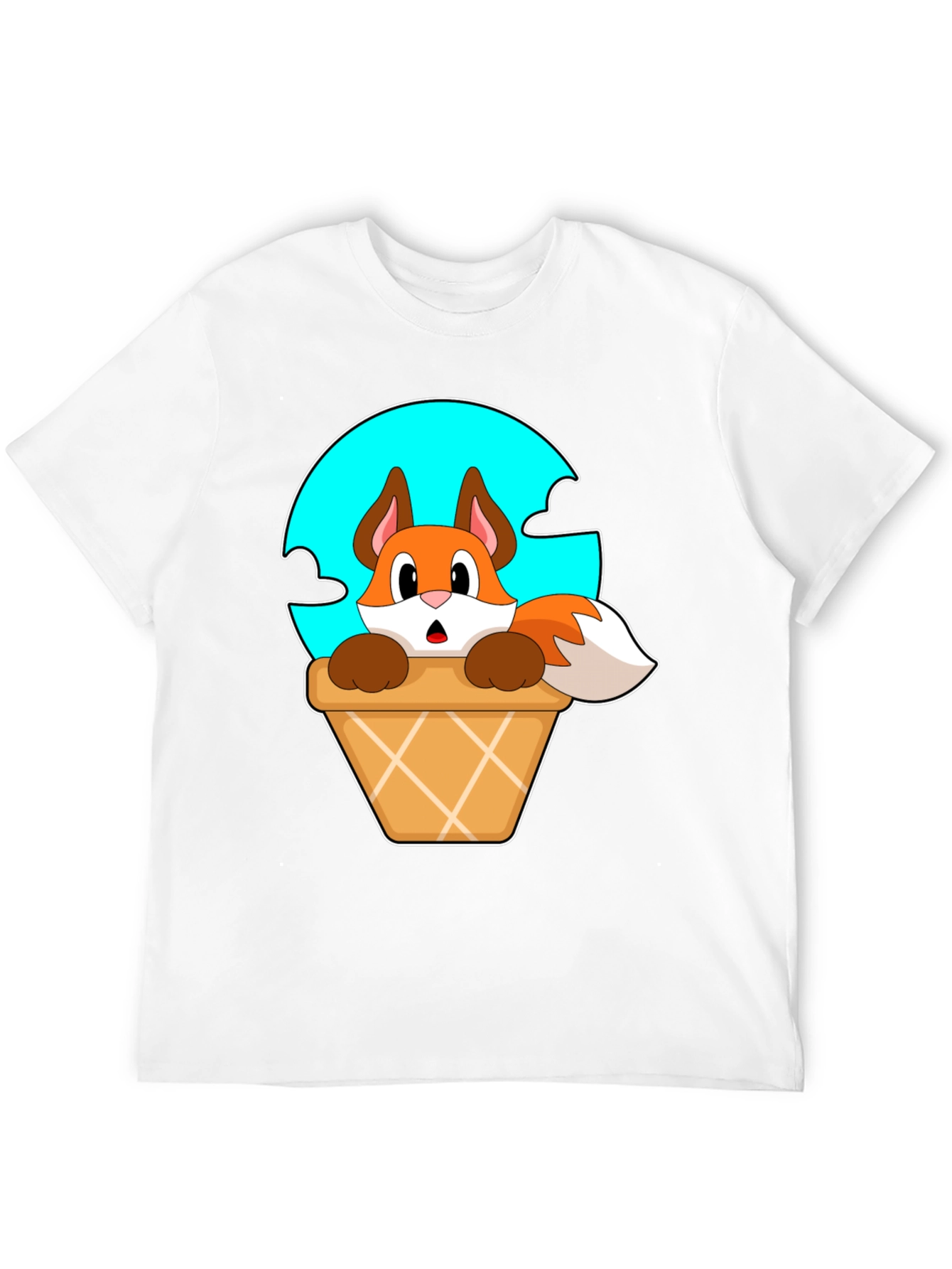Black Fox in Ice Cream Cone T-Shirt - Cartoon Animal Tee view 12