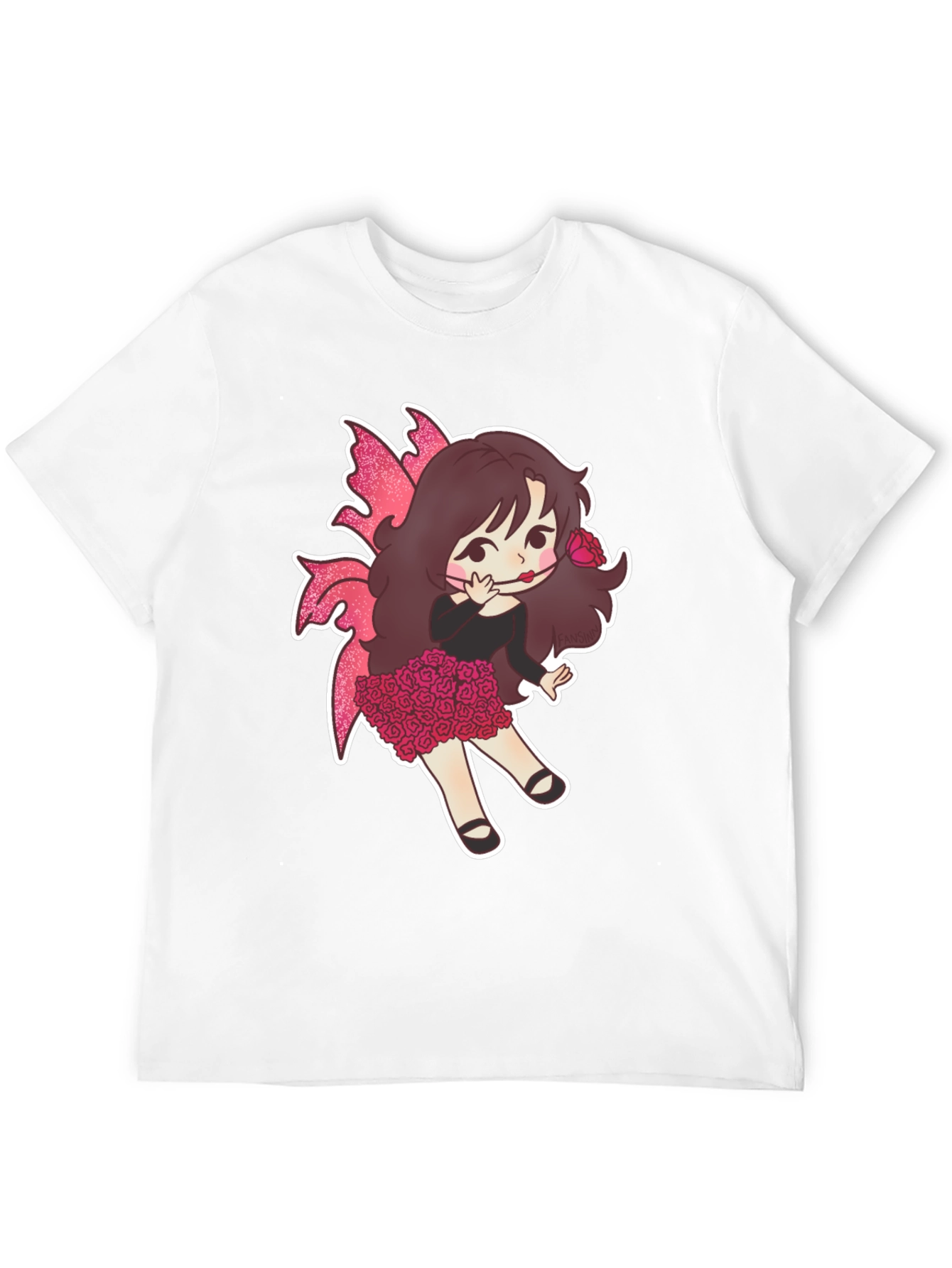 Black Whimsical Fairy Girl Graphic T-Shirt view 12