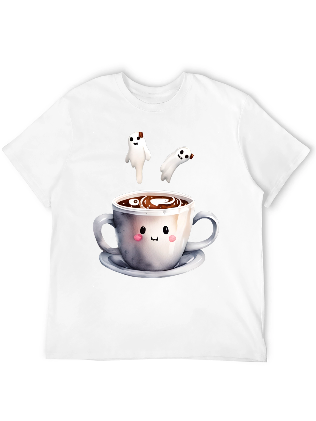 Black Cute Ghost Coffee T-Shirt, Spooky Season Apparel view 12