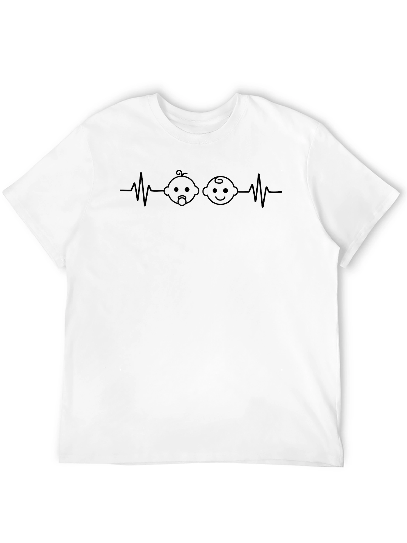 Black Twin Baby Heartbeat T-Shirt - New Parent Tee view 12