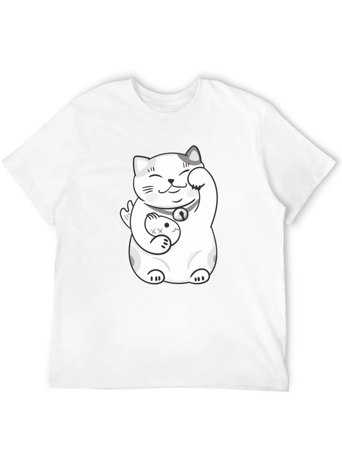 Black Lucky Cat T-Shirt - Black Graphic Tee view 12