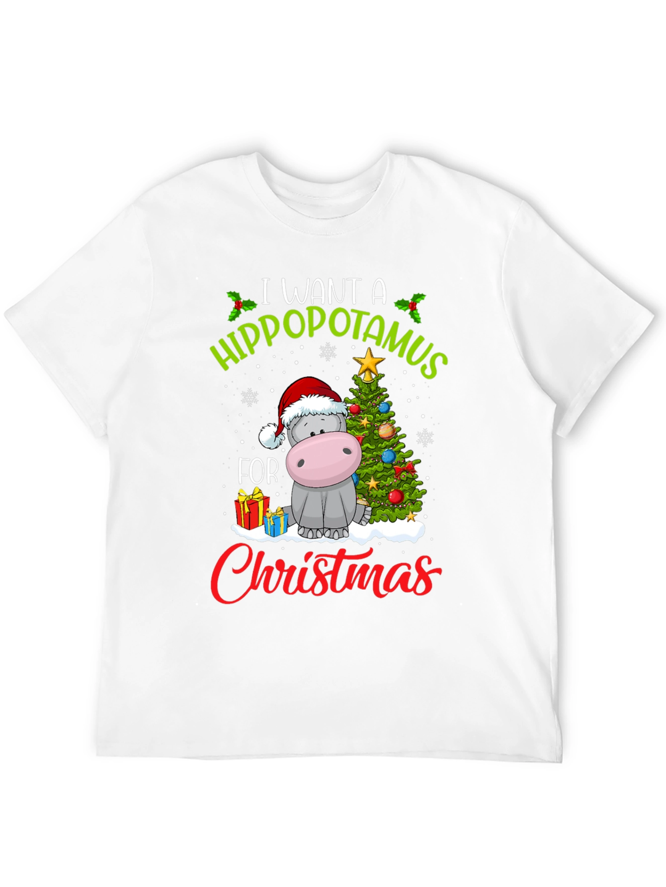 Black Hippo Christmas T-Shirt view 12