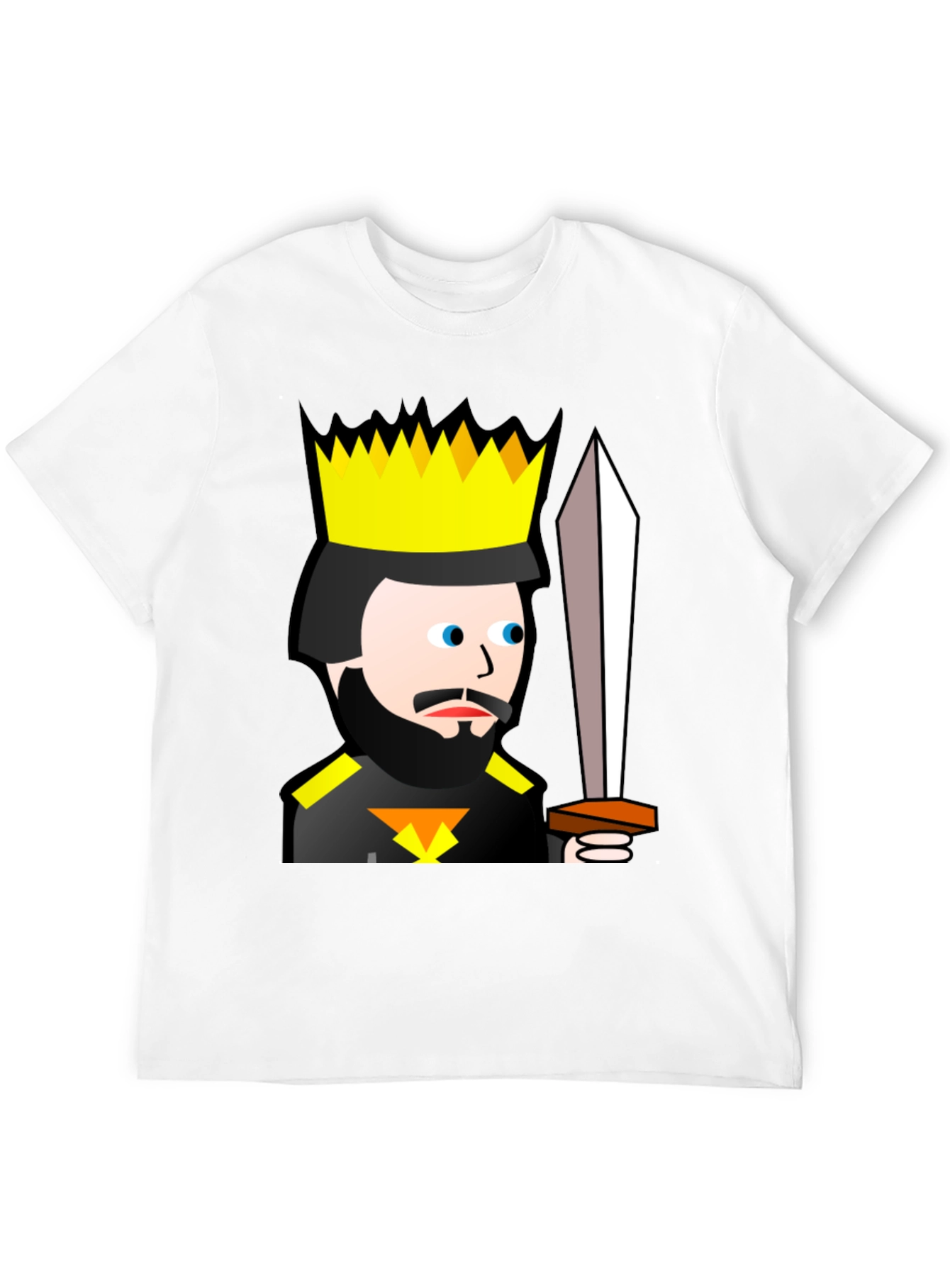 Black King Cartoon Black T-Shirt - Sword Graphic Tee view 12