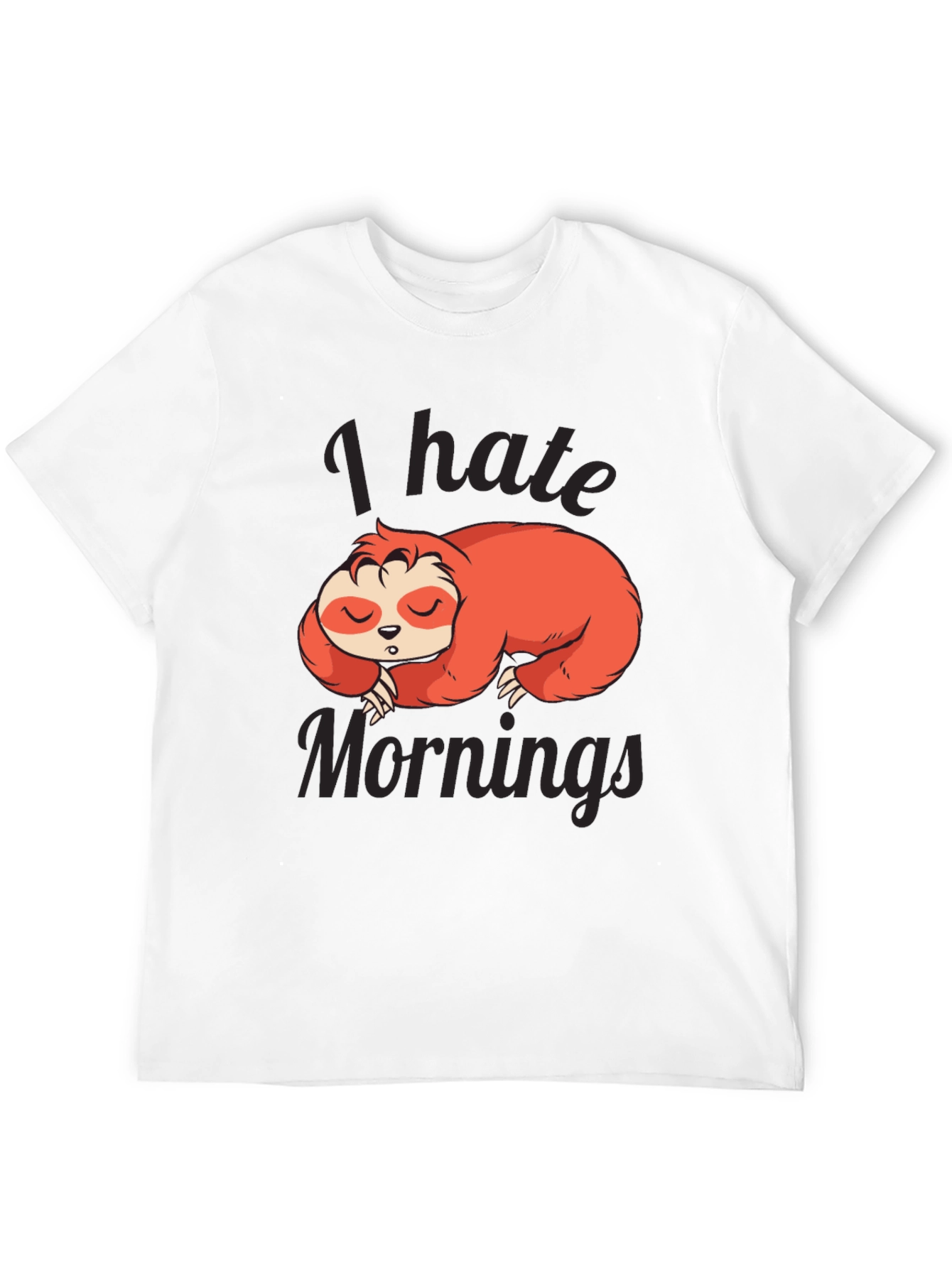 Black I Hate Mornings Sloth Graphic Tee view 12