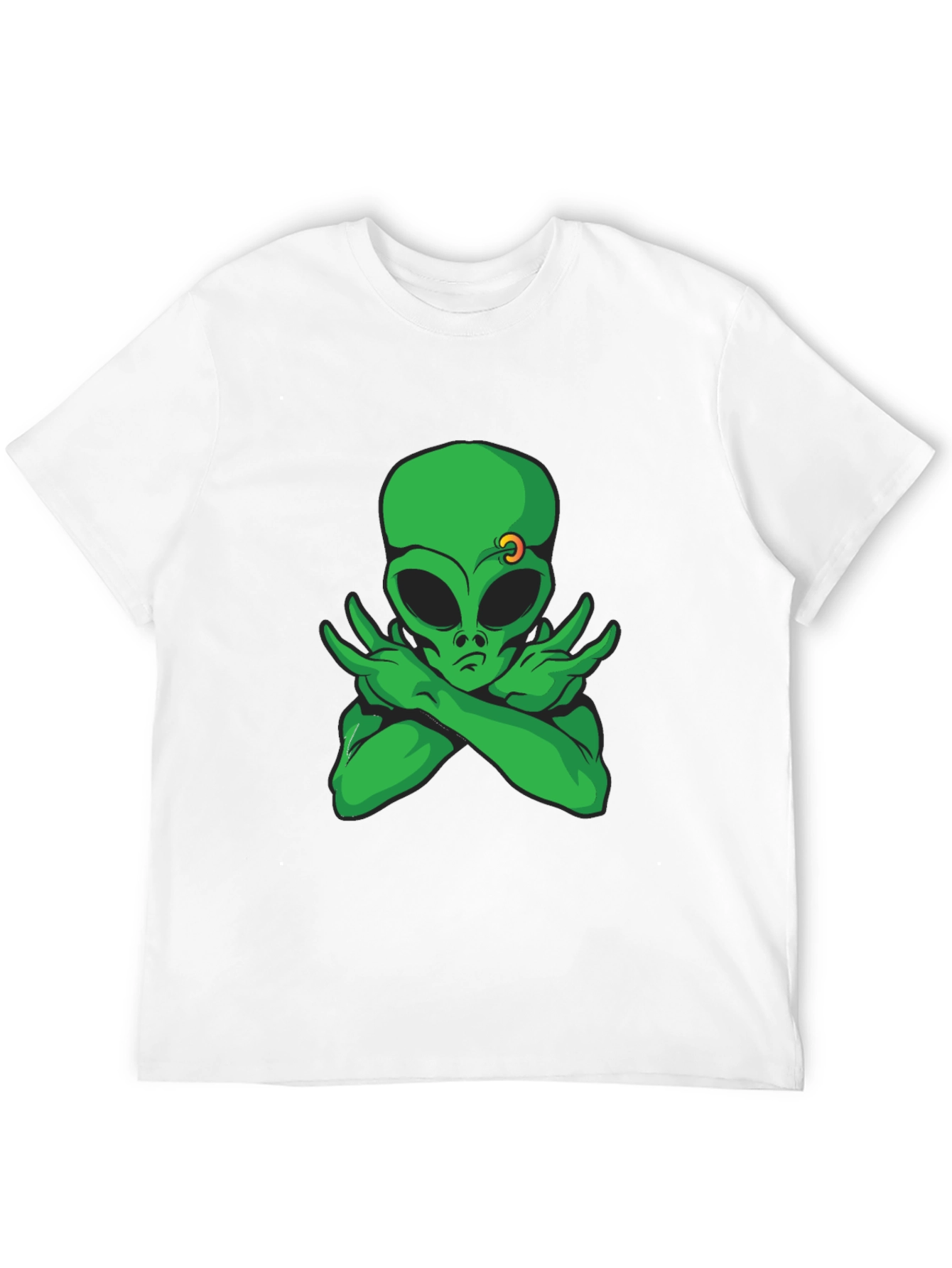 Black Cool Alien Graphic Tee - Black Cotton T-Shirt view 12