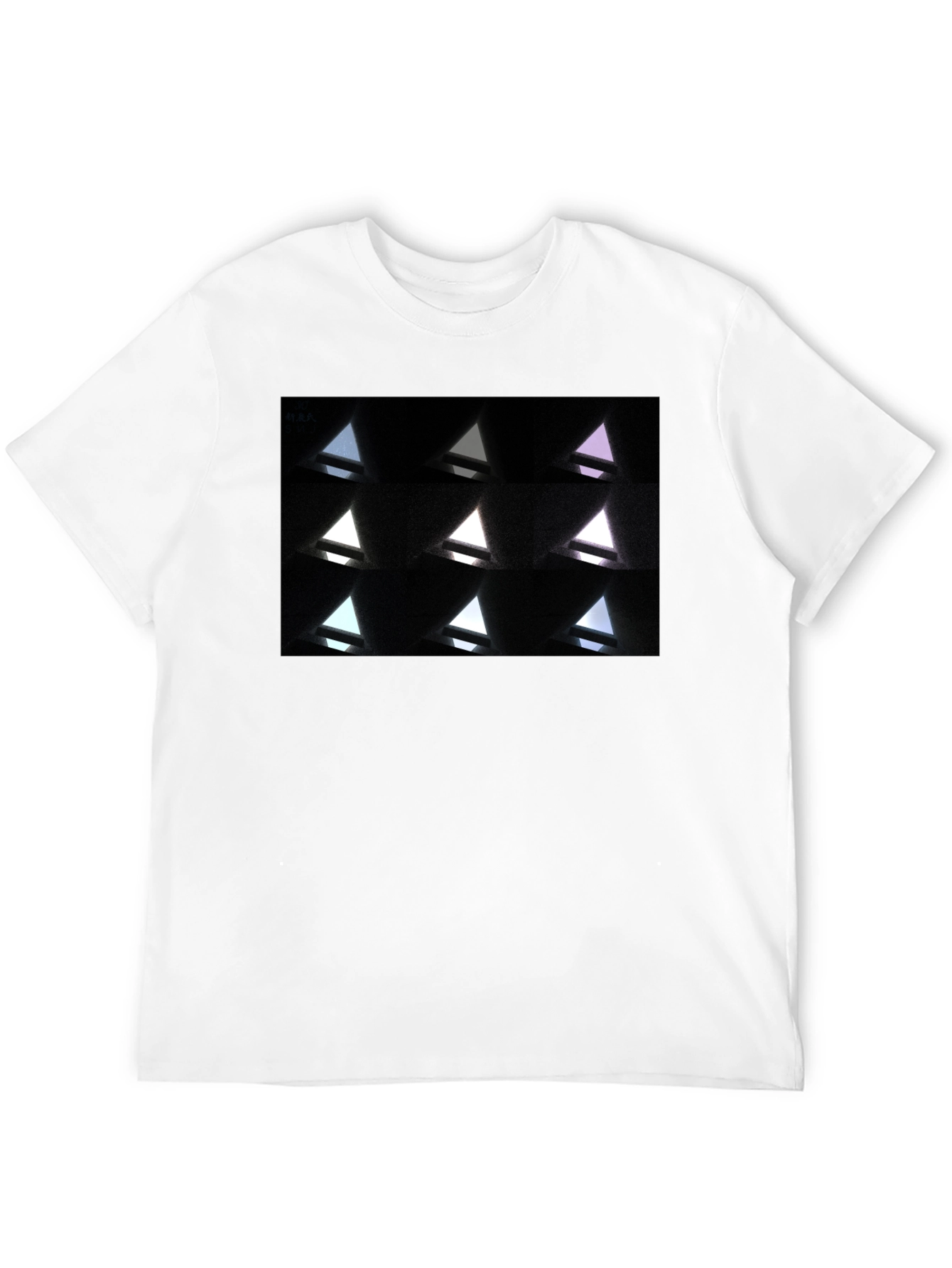 Black Abstract Geometric Triangle Pattern Black T-Shirt view 12