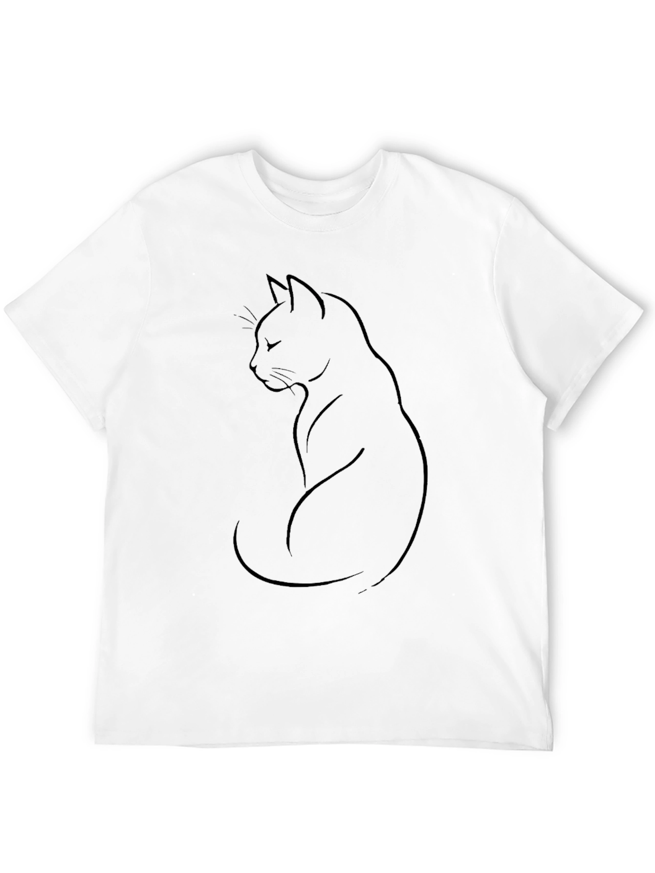 Black Minimalist Cat Graphic Tee - Soft Black Cotton view 12