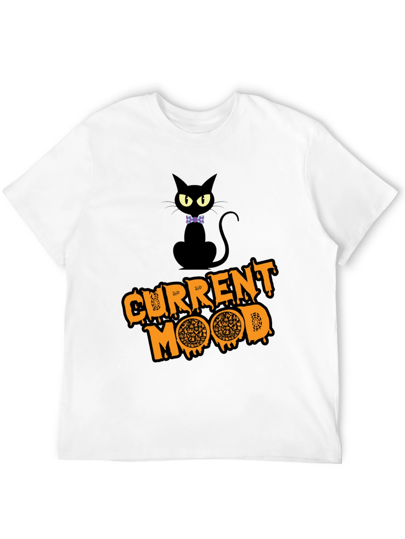 Black Current Mood Pizza Cat T-Shirt view 12