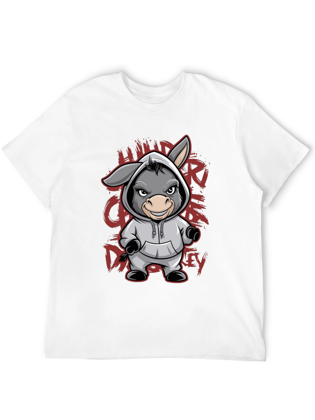 Black Hooded Donkey T-Shirt - Funny Animal Graphic Tee view 12
