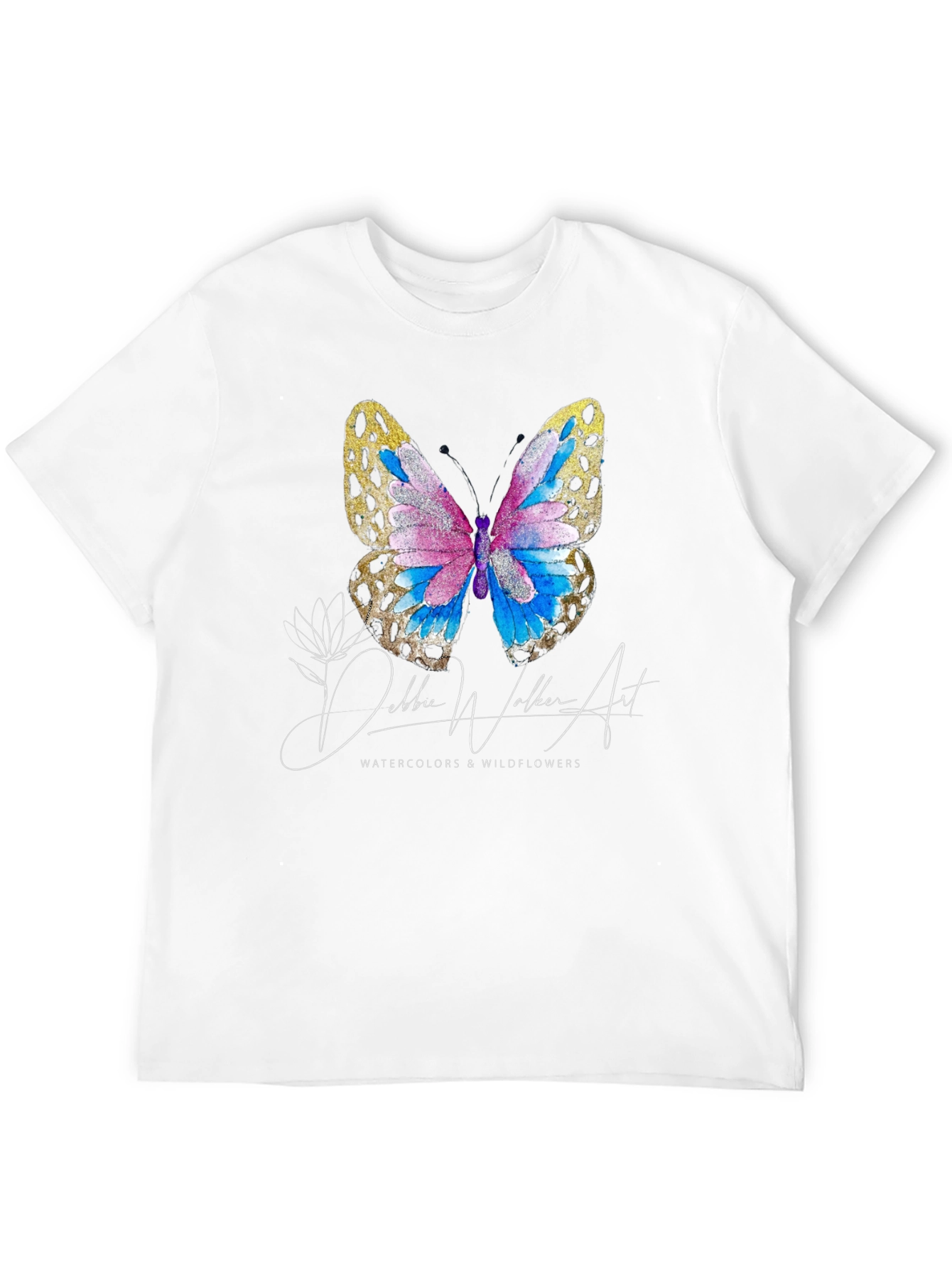 Black Butterfly Watercolor T-Shirt - Nature Inspired Art Tee view 12