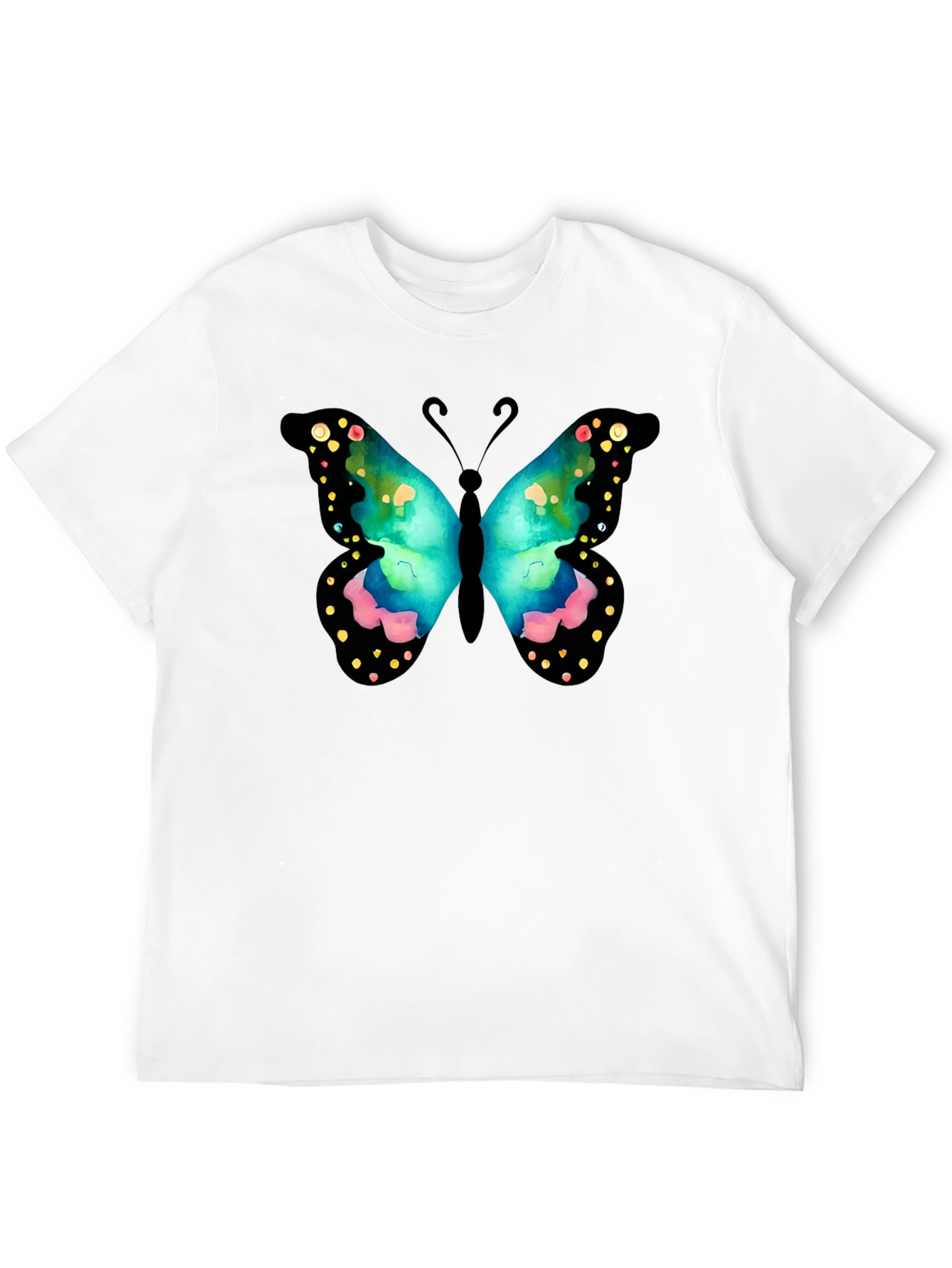 Black Butterfly Graphic Print Crew Neck T-Shirt view 12