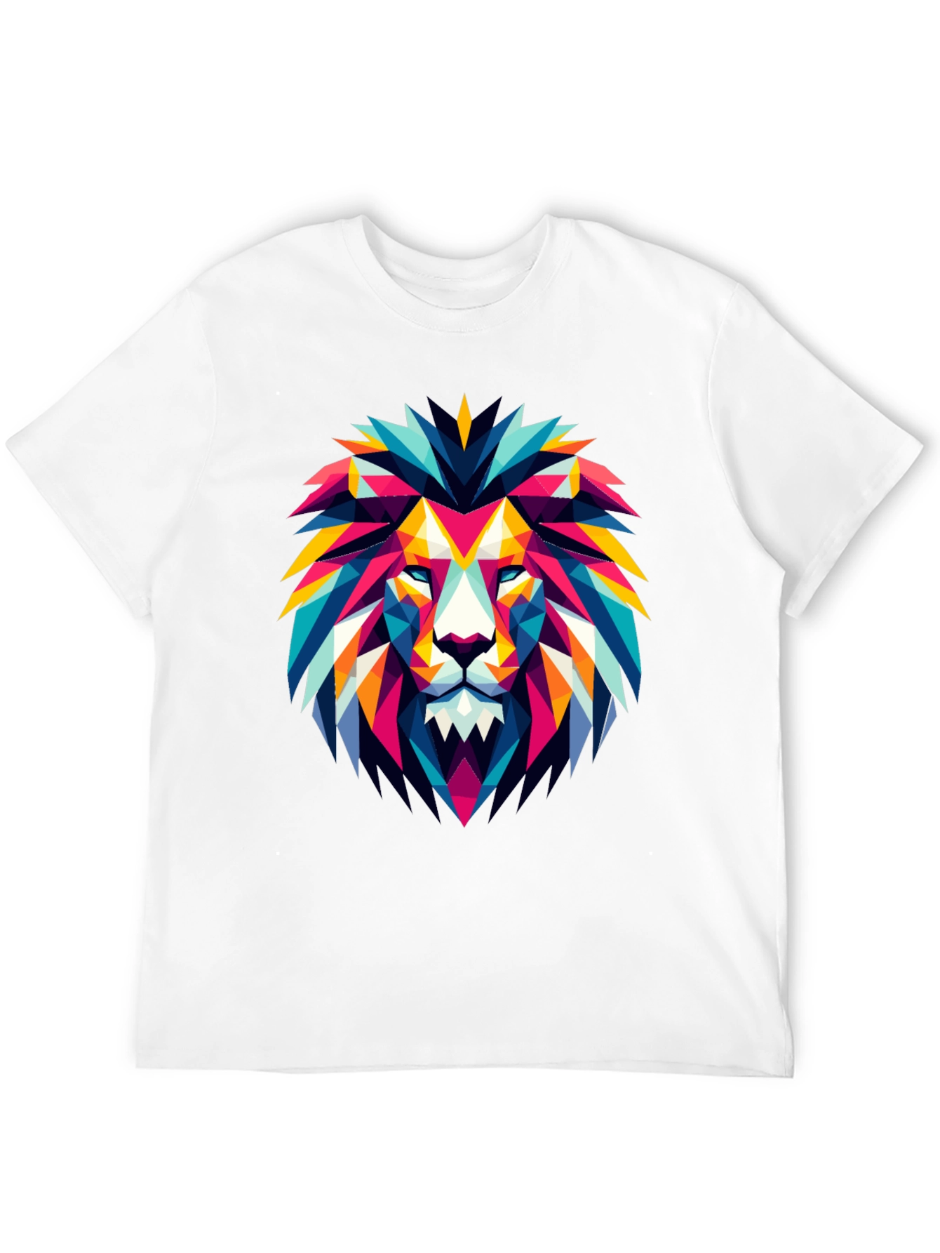 Black Geometric Lion Graphic Black T-Shirt view 12