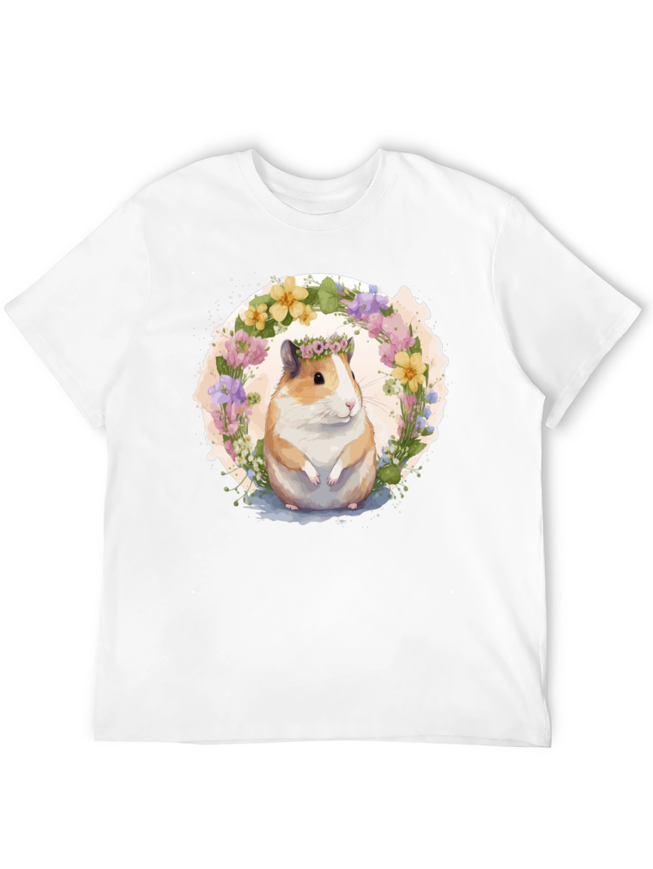 Black Guinea Pig Floral Wreath Graphic Tee view 12