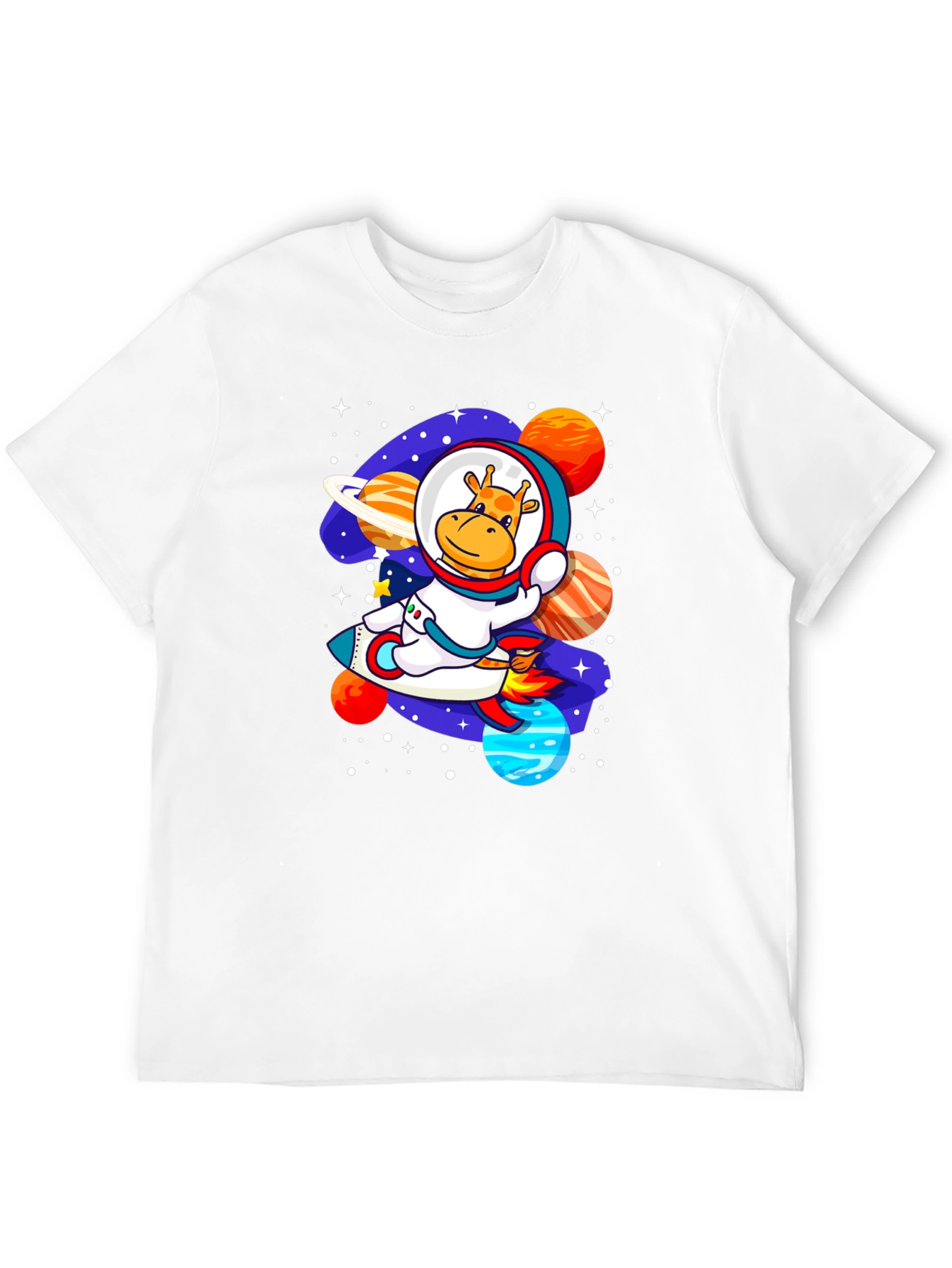 Black Giraffe Astronaut T-Shirt - Space Adventure Design view 12