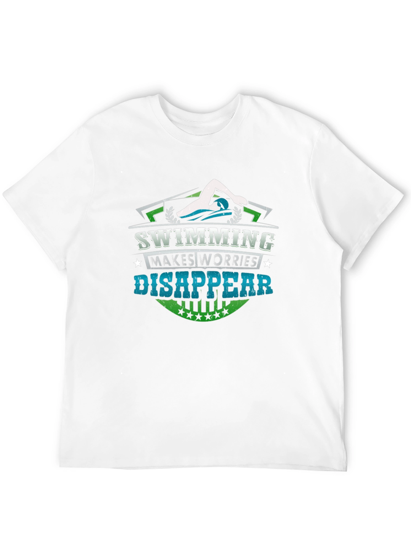 Black Swimming Makes Worries Disappear T-Shirt view 12