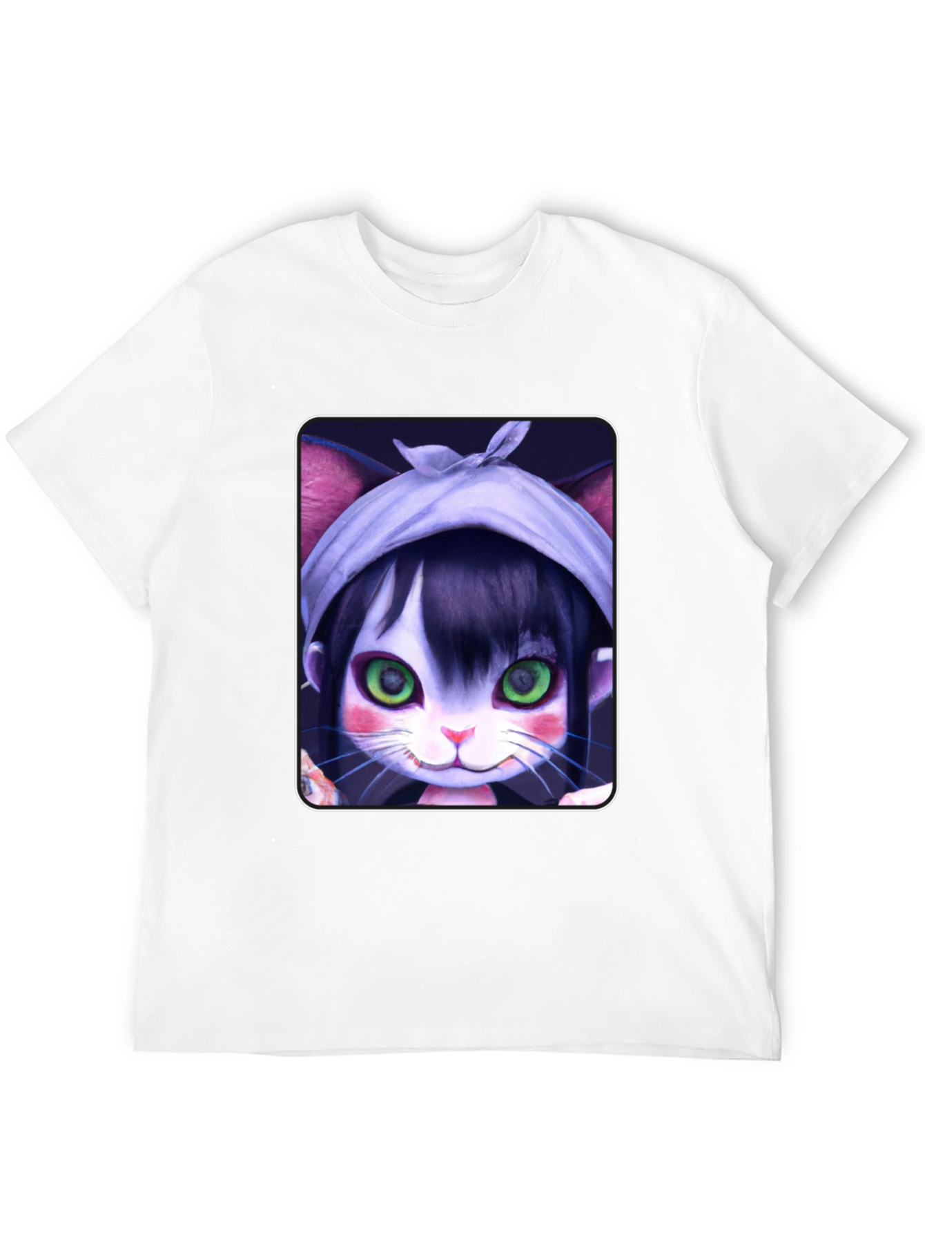 Black Anime Cat Girl T-Shirt - Unique Graphic Tee view 12