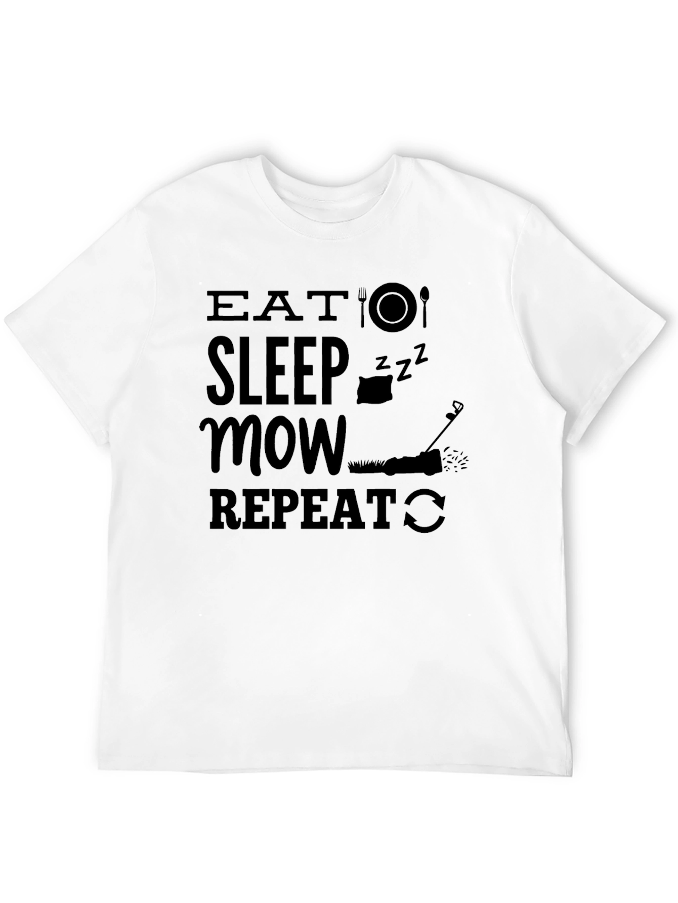 Black Eat Sleep Mow Repeat Funny Lawn Mowing T-Shirt view 12