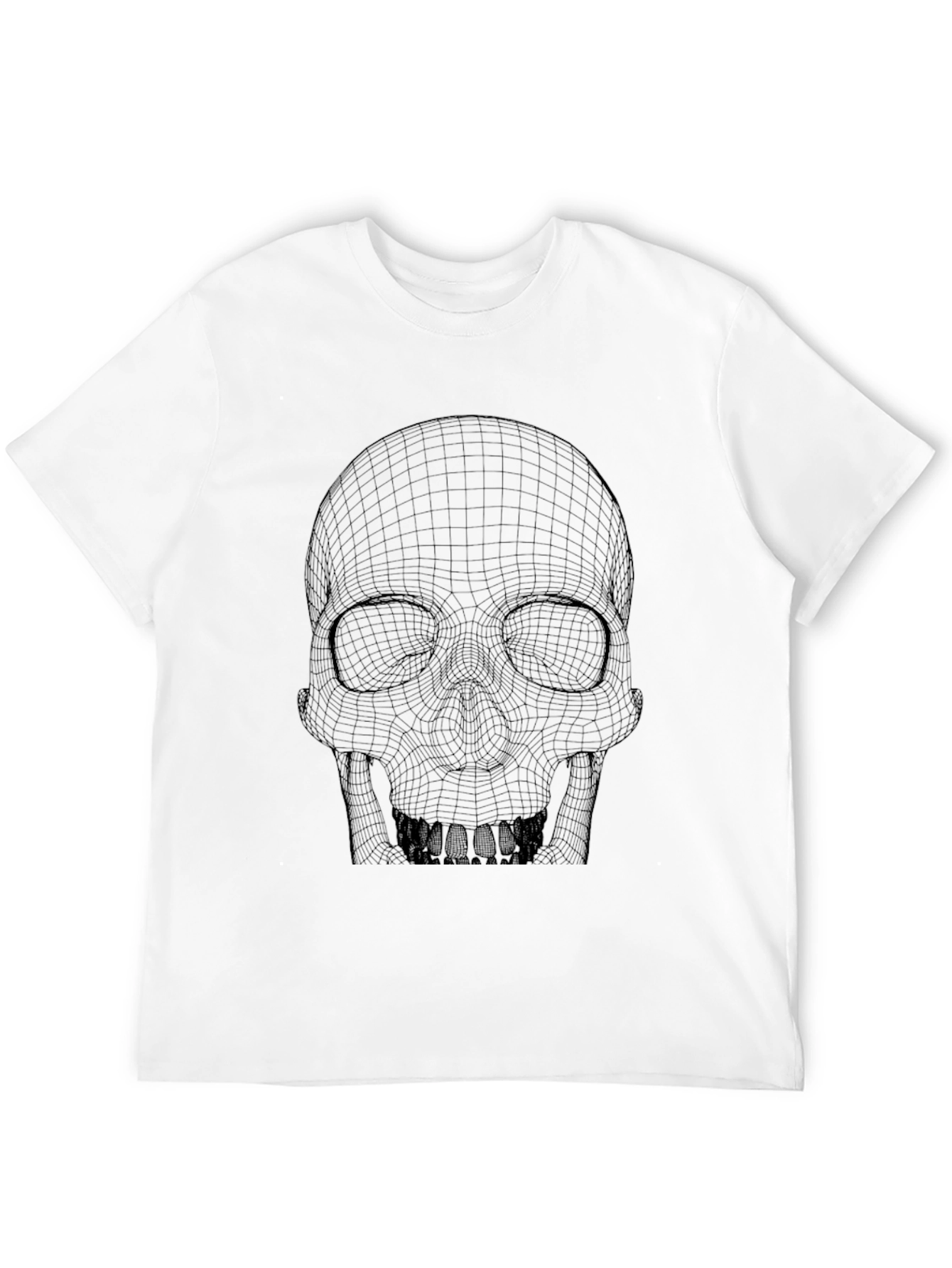 Black Men's Black Grid Skull Graphic T-Shirt view 12