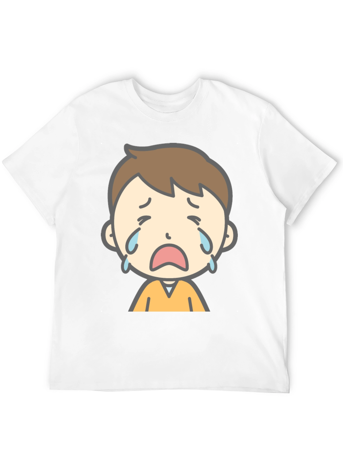 Black Sad Cartoon Boy Graphic T-Shirt view 12