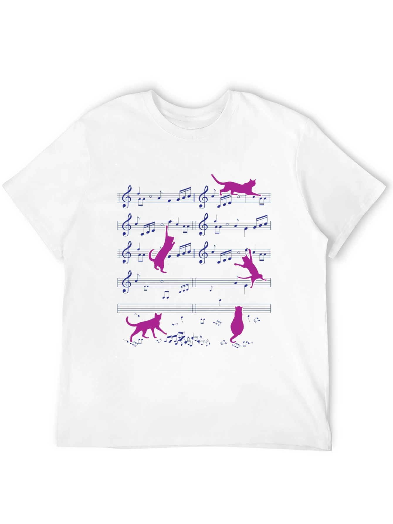Black Musical Cat T-Shirt - Whimsical Design view 12