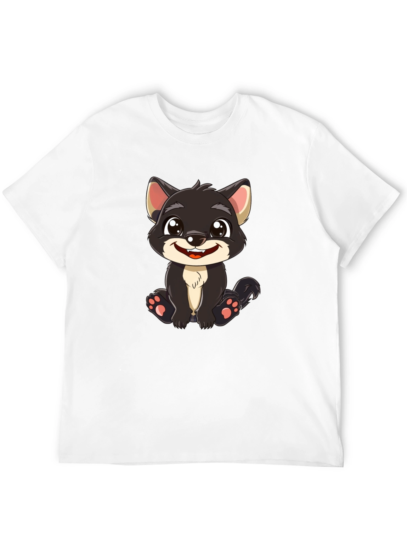 Black Cute Cartoon Wolf Graphic T-Shirt view 12