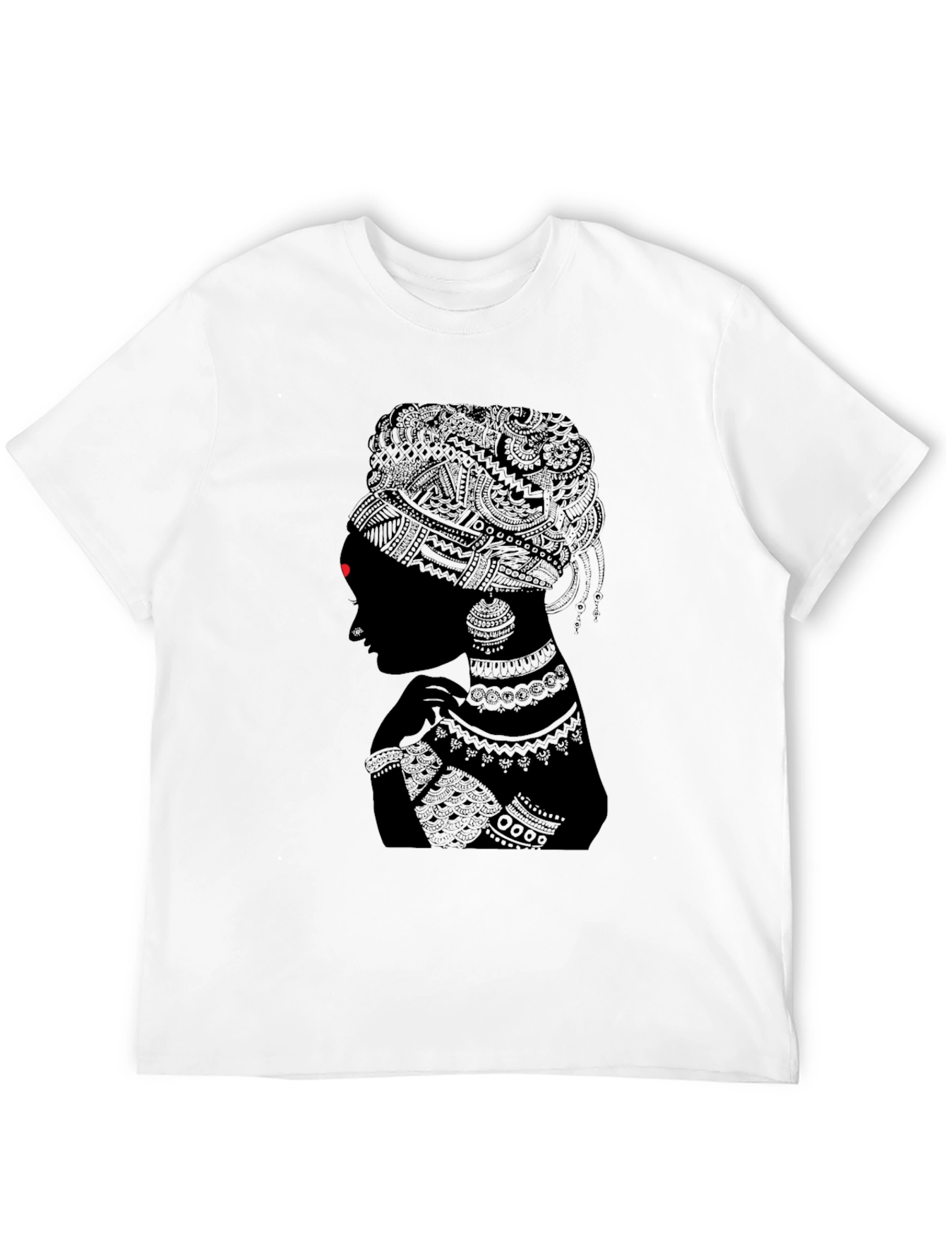 Black Stylish Black T-Shirt with Tribal Woman Design view 12
