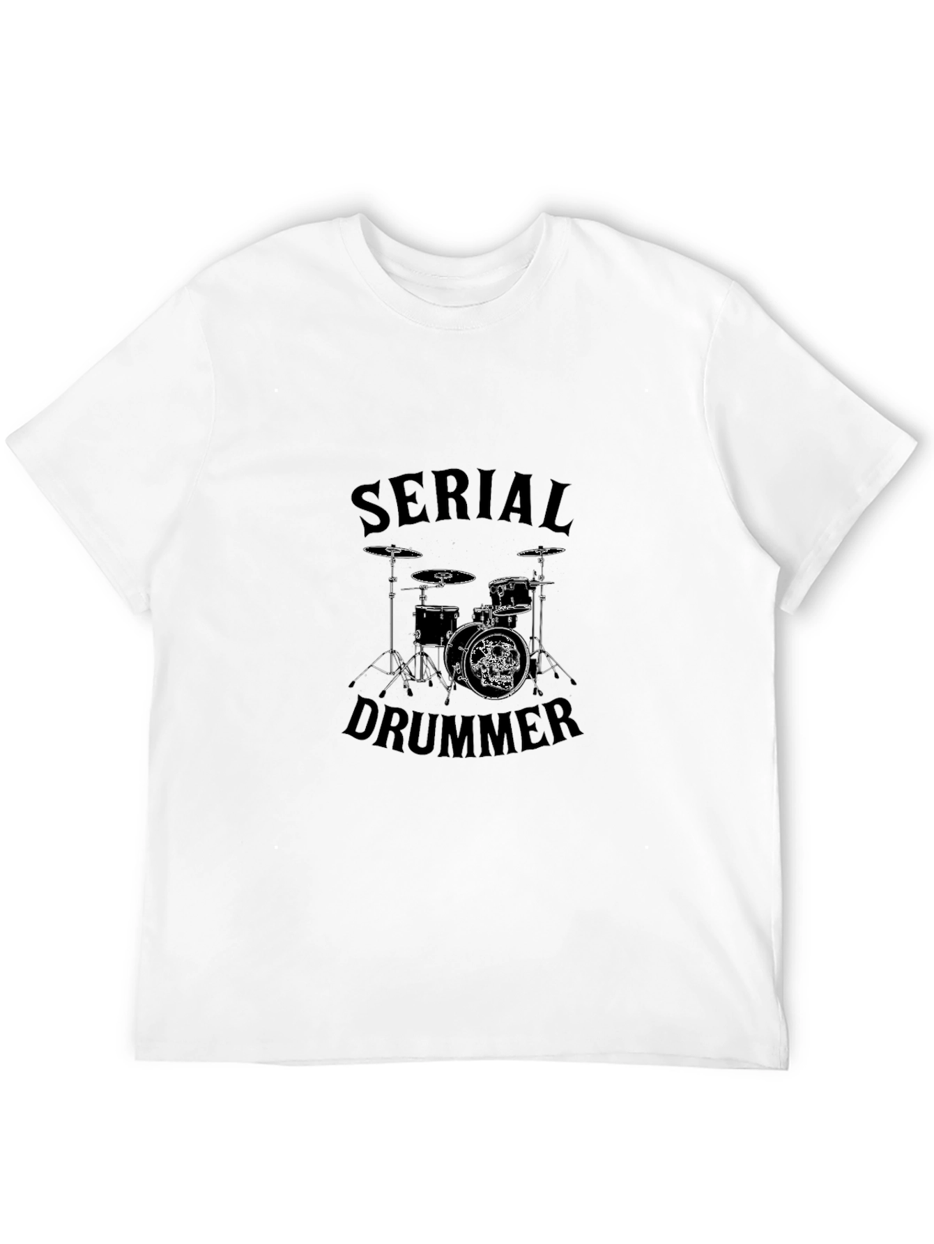 Black Serial Drummer Graphic Tee - Black Cotton T-Shirt view 12