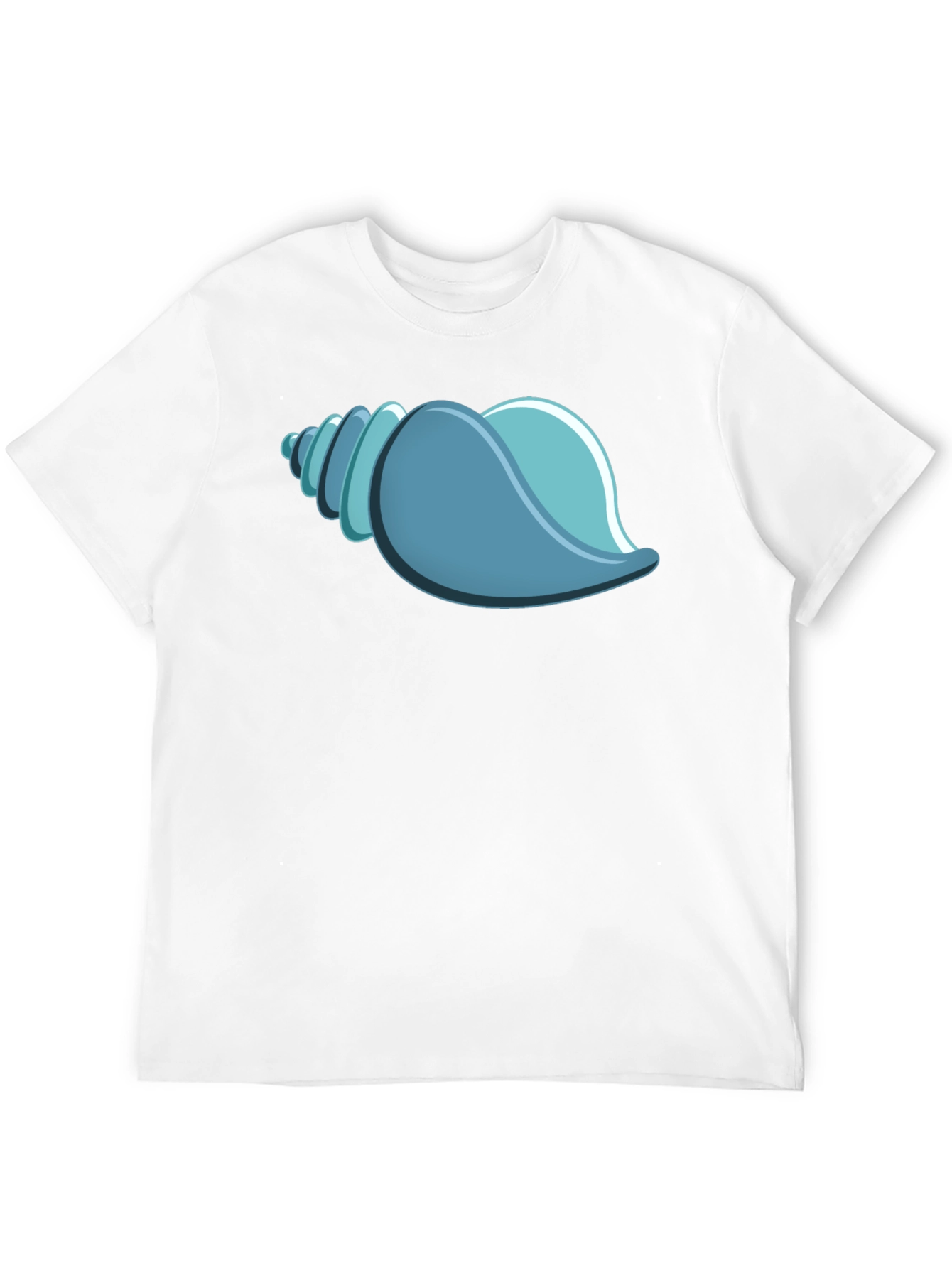 Black Blue Seashell Graphic Tee - Black Cotton T-Shirt view 12