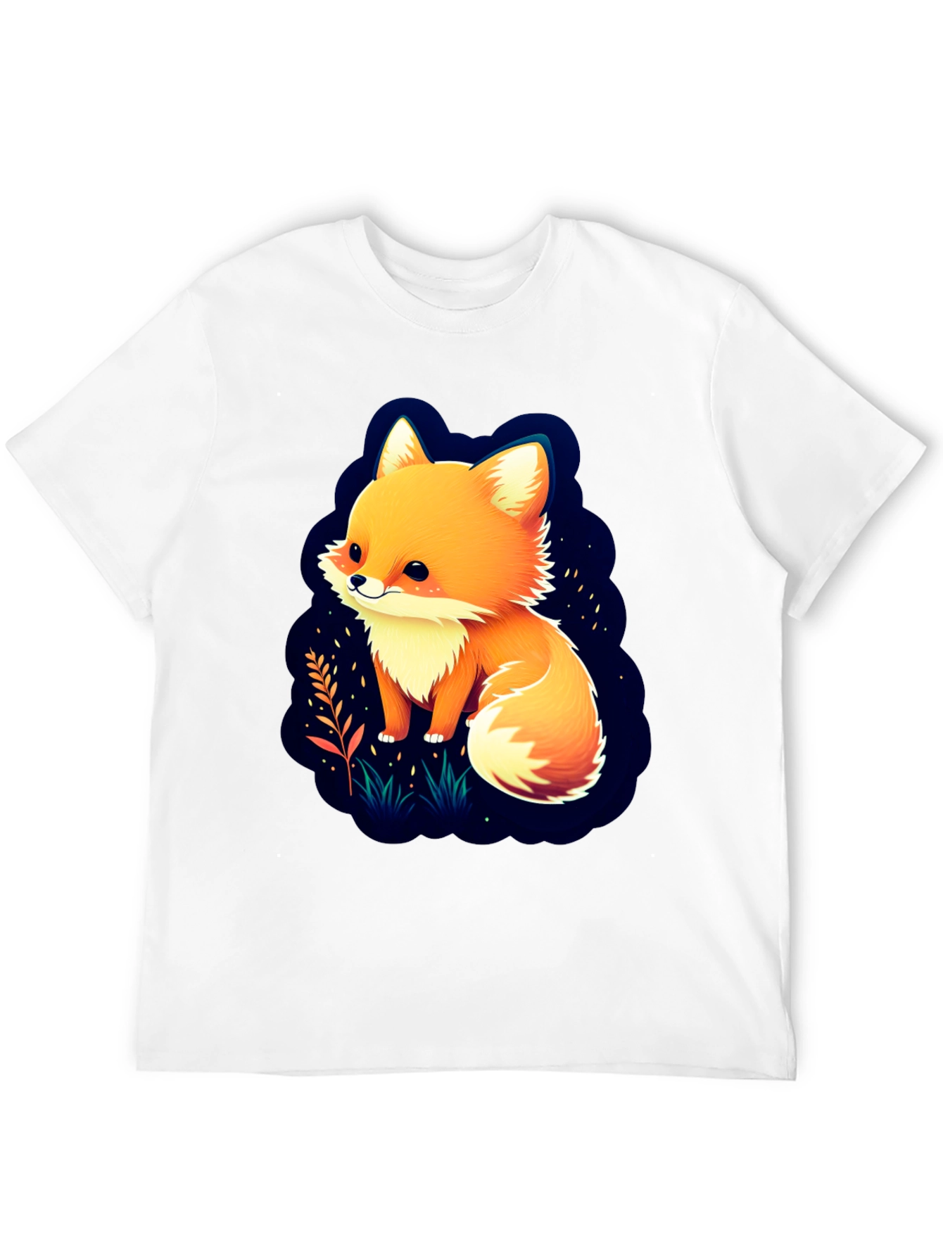 Black Cute Fox Graphic Tee - Soft Cotton Blend view 12