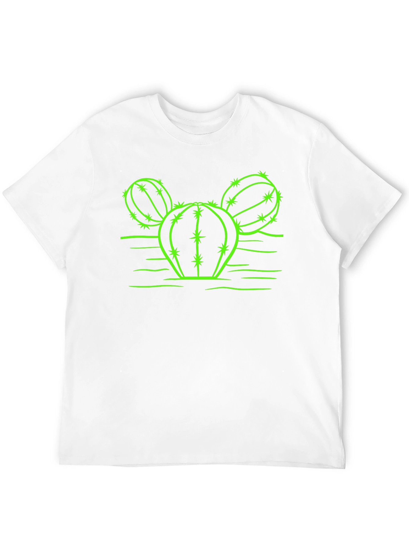 Black Cactus Graphic T-Shirt - Neon Green Design on Black view 12