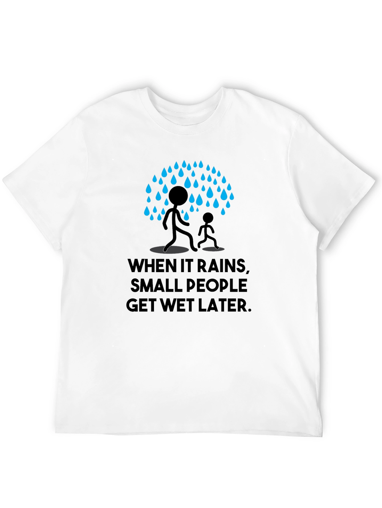 Black Humorous 'When It Rains' Graphic Print Black T-Shirt view 12