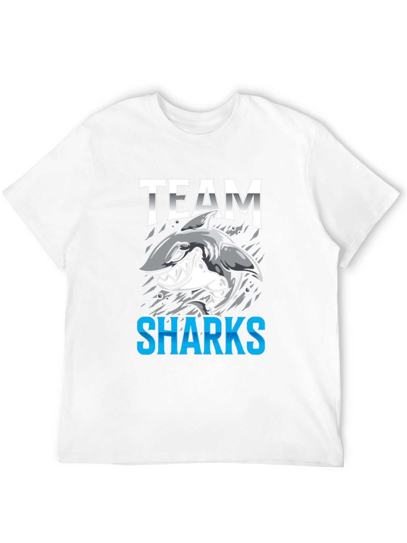 Black Team Sharks Graphic T-Shirt - Black Cotton Tee view 12