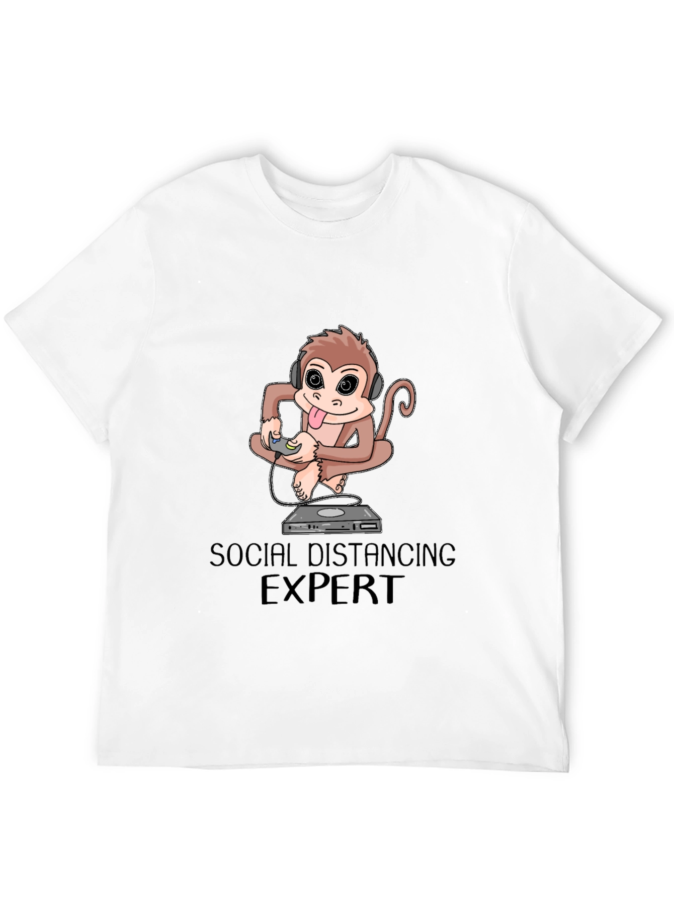 Black Social Distancing Expert Monkey Graphic Tee view 12