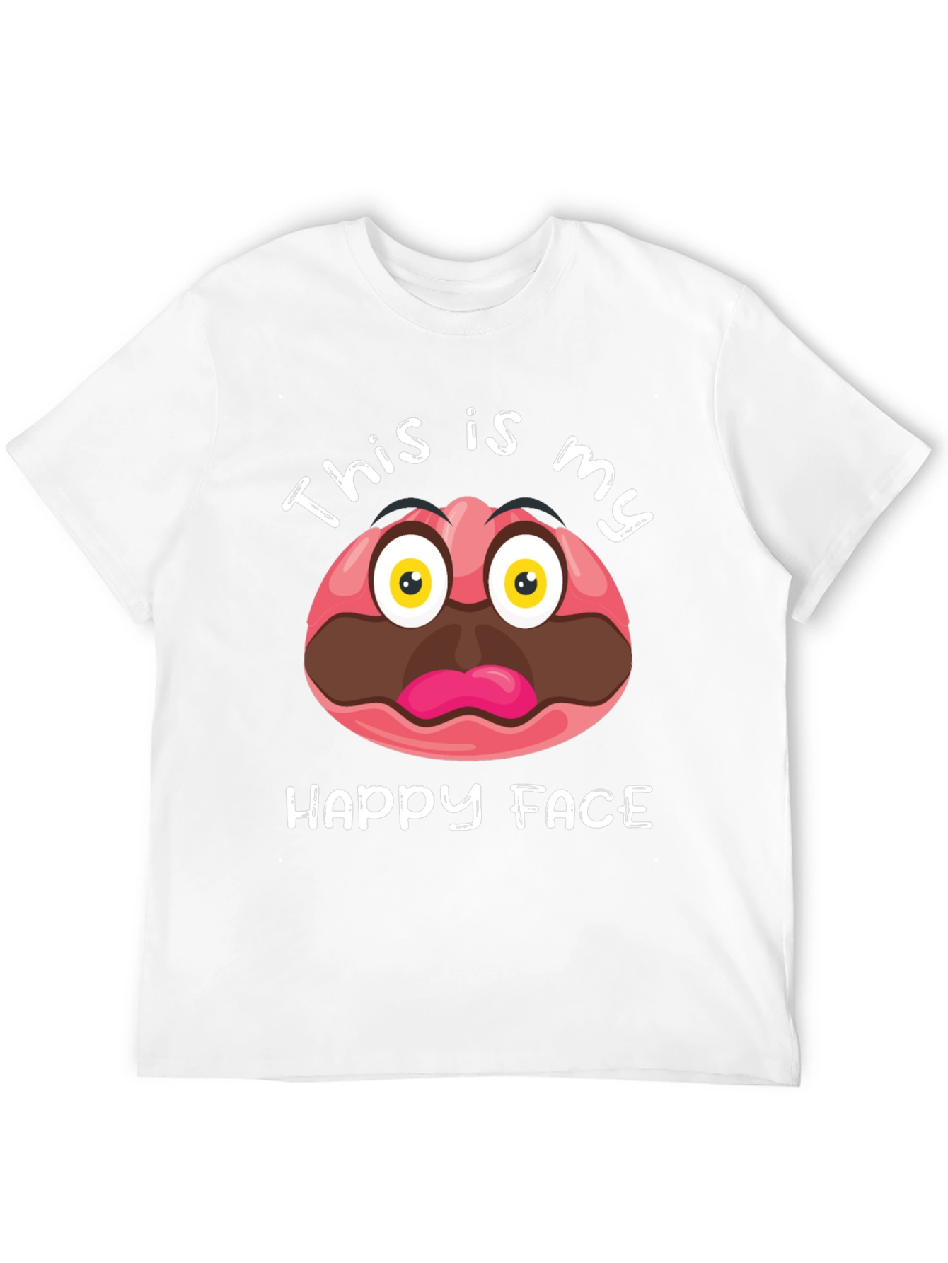 Black Funny This Is My Happy Face Graphic T-Shirt view 12