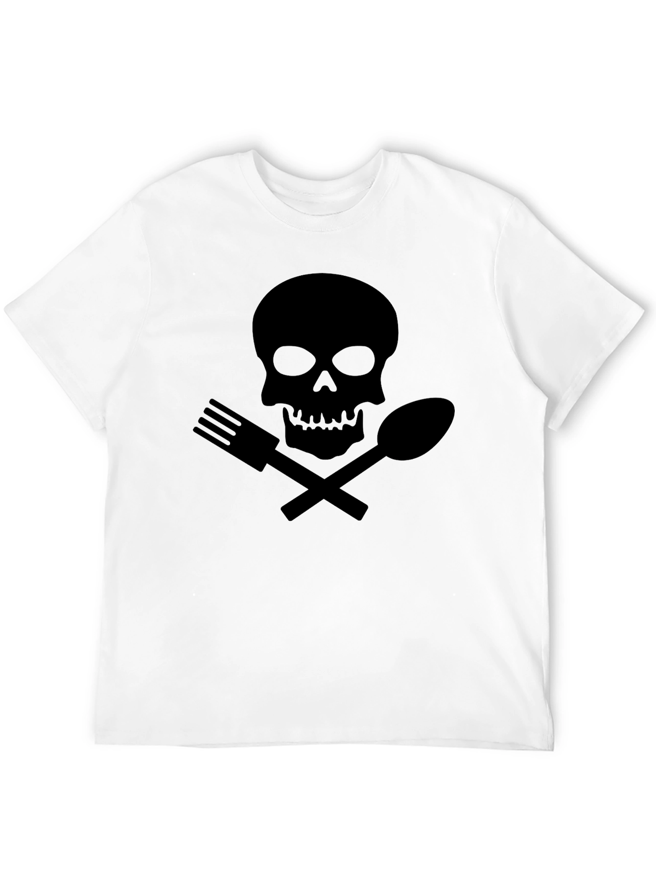 Black Skull & Cutlery Graphic Tee - Black Cotton Blend view 12