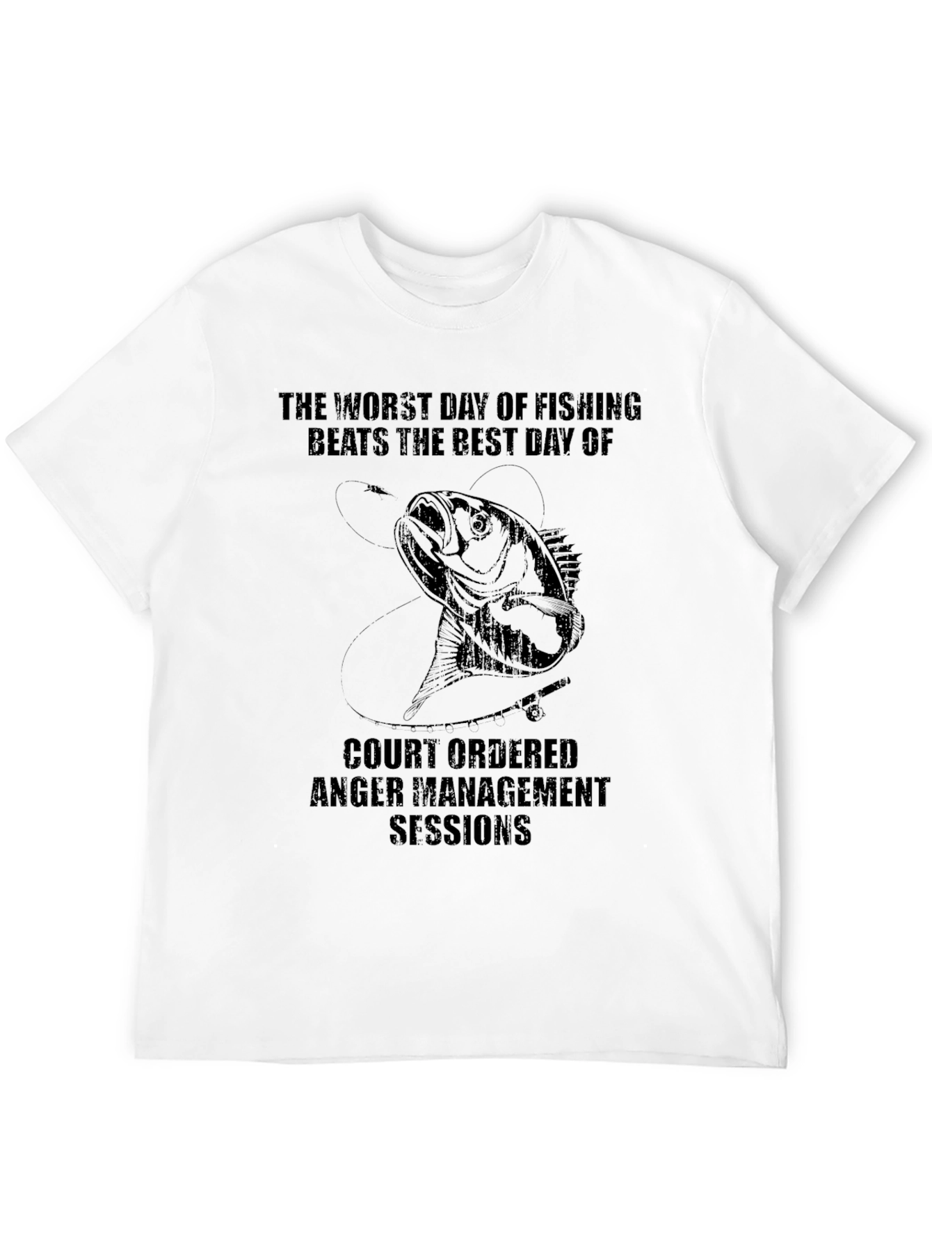 Black Funny Fishing T-Shirt - Anger Management view 12