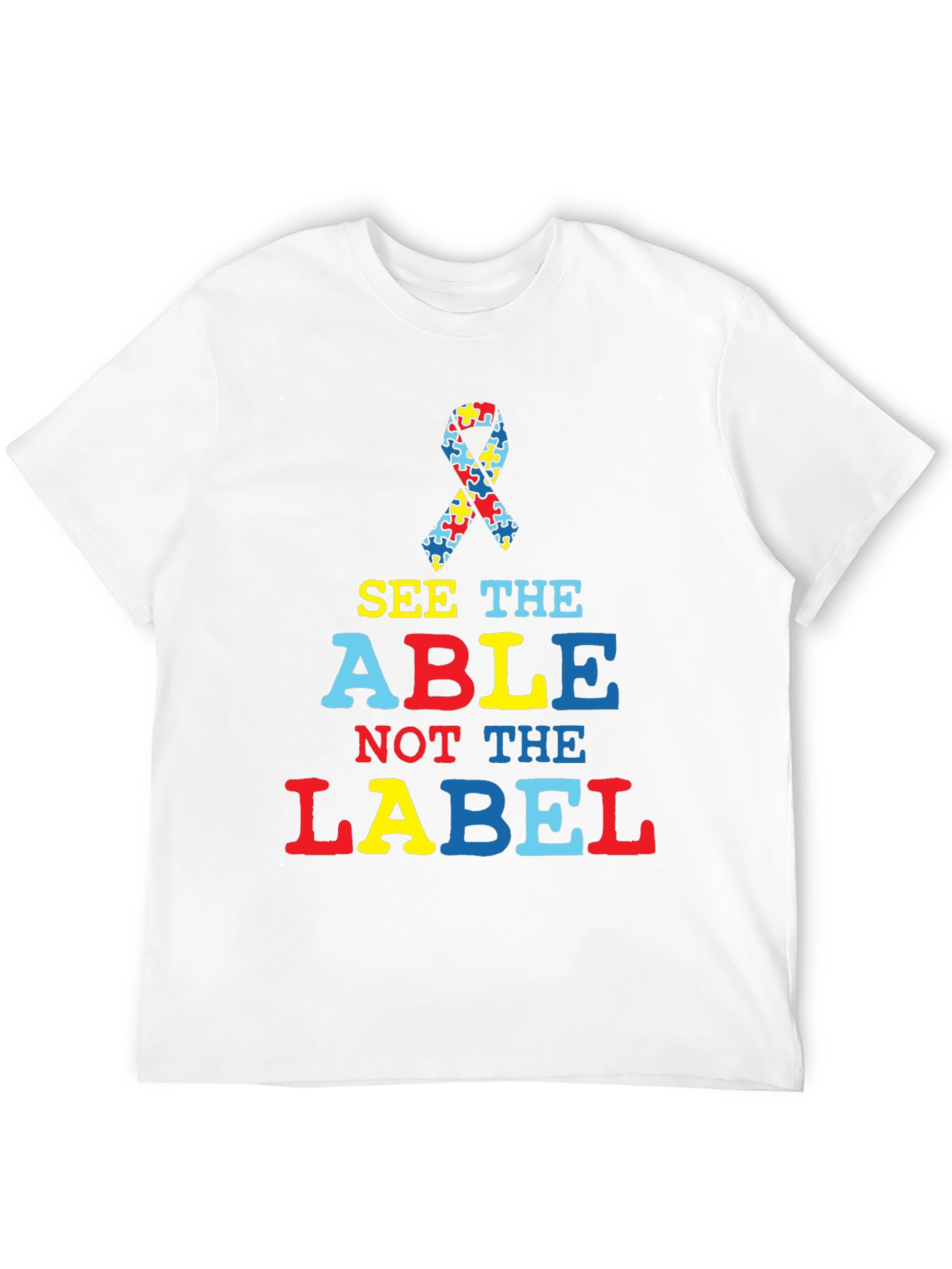 Black Autism Awareness T-Shirt - See the Able view 12