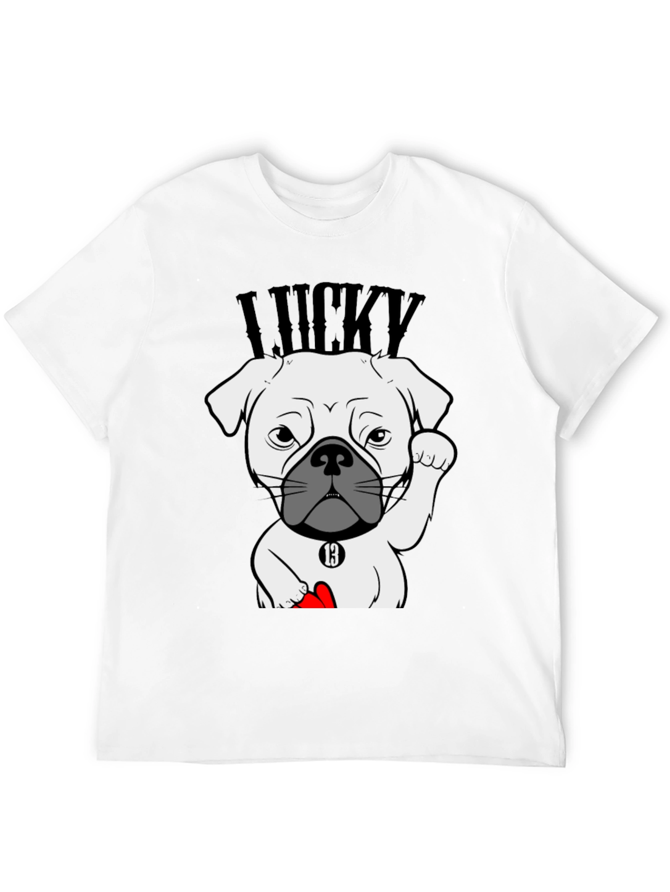 Black Lucky Dog Graphic Tee - Black Cotton T-Shirt view 12