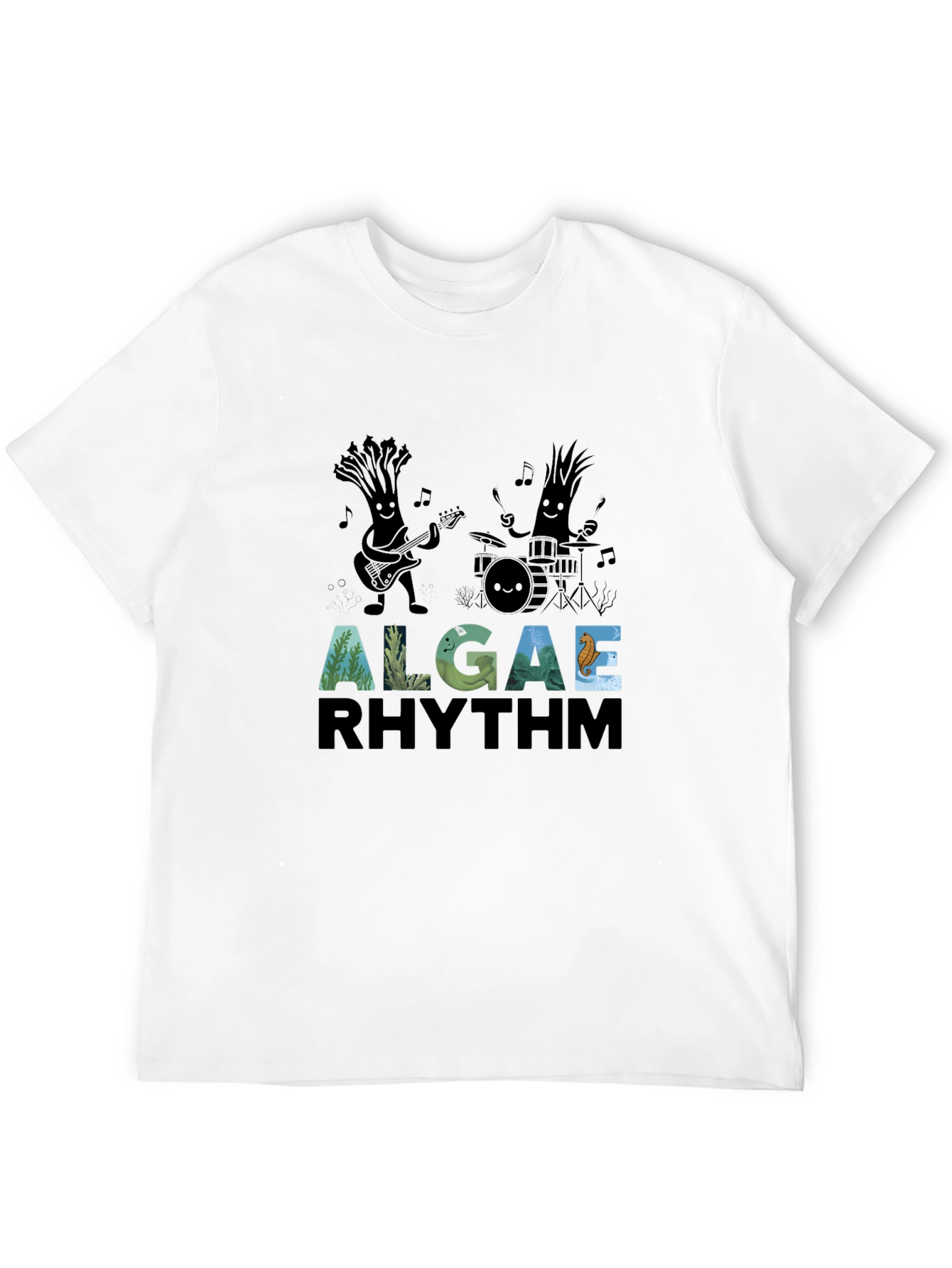 Black Algae Rhythm Black Graphic T-Shirt view 12