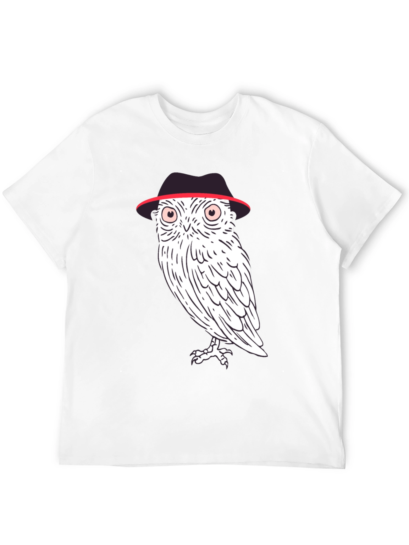 Black Owl in Fedora Graphic Tee - Stylish Men's Black T-Shirt view 12