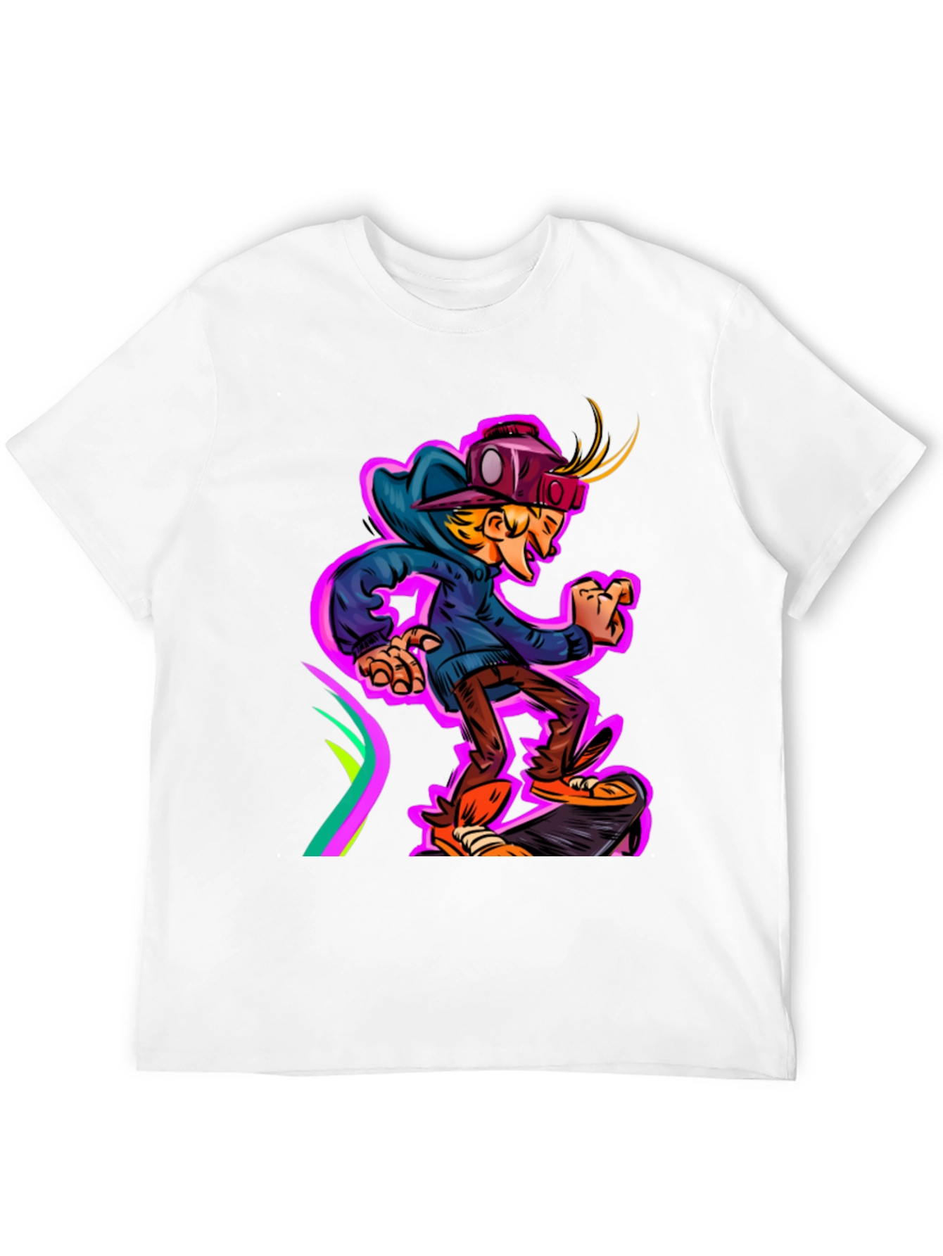Black Cartoon Graphic Tee - Skateboarding Kid view 12